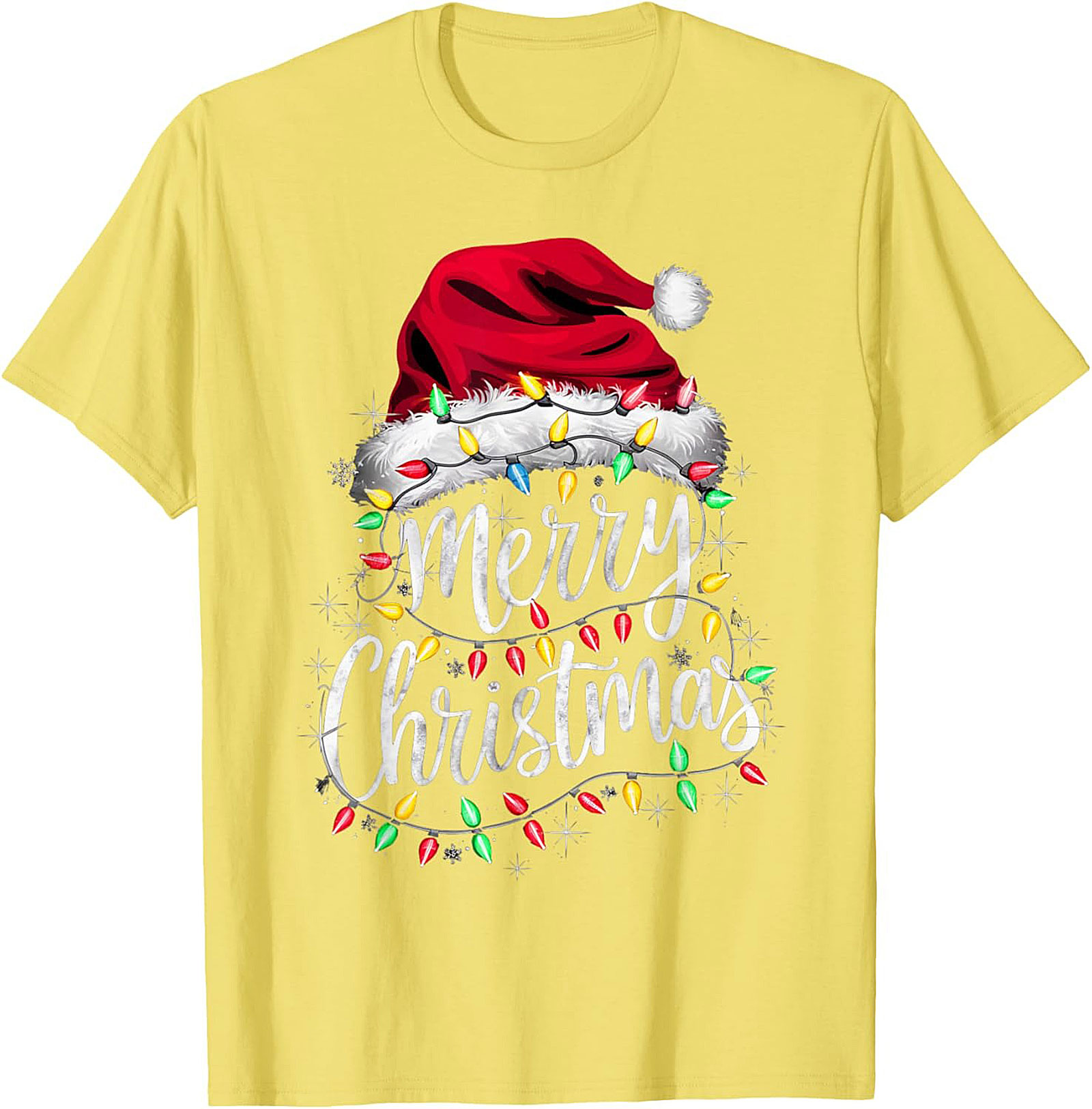  Festive Merry Christmas T-shirt Santa Hat Graphic Tee