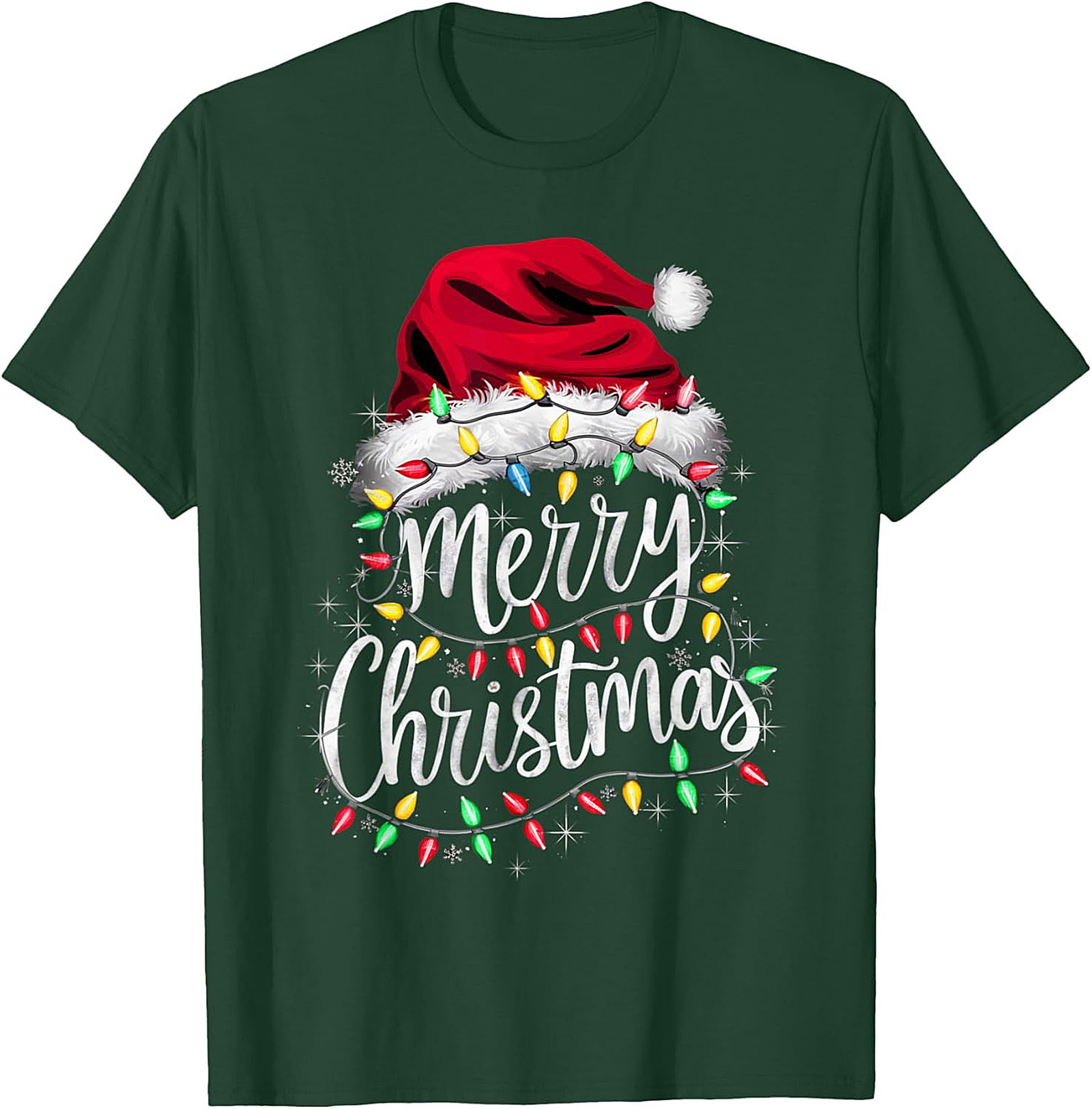  Festive Merry Christmas T-shirt Santa Hat Graphic Tee