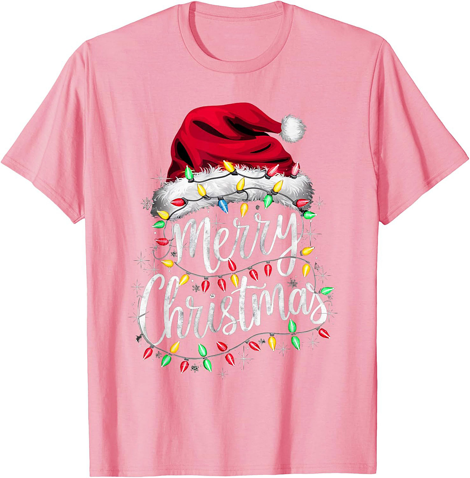  Festive Merry Christmas T-shirt Santa Hat Graphic Tee