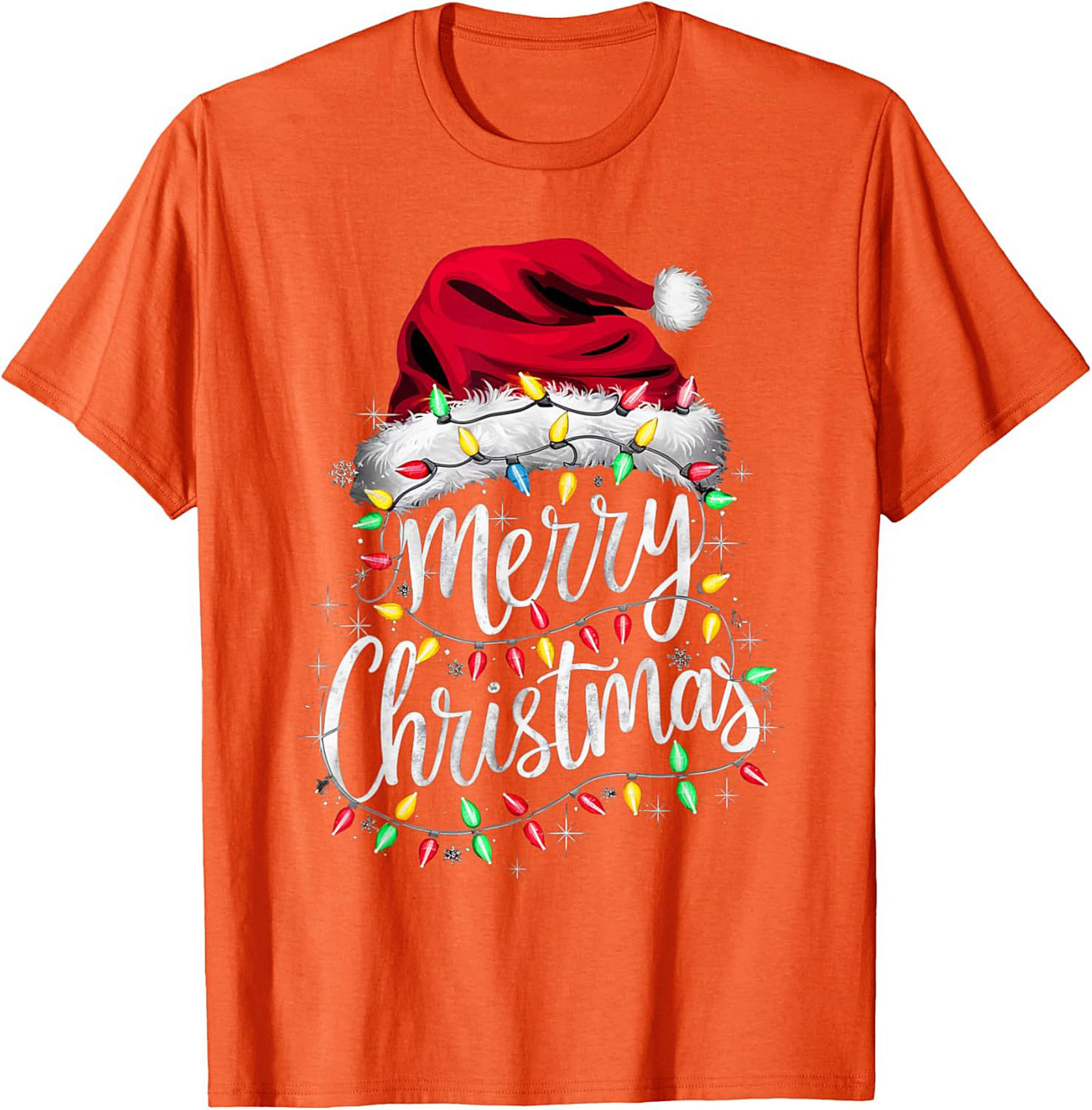  Festive Merry Christmas T-shirt Santa Hat Graphic Tee