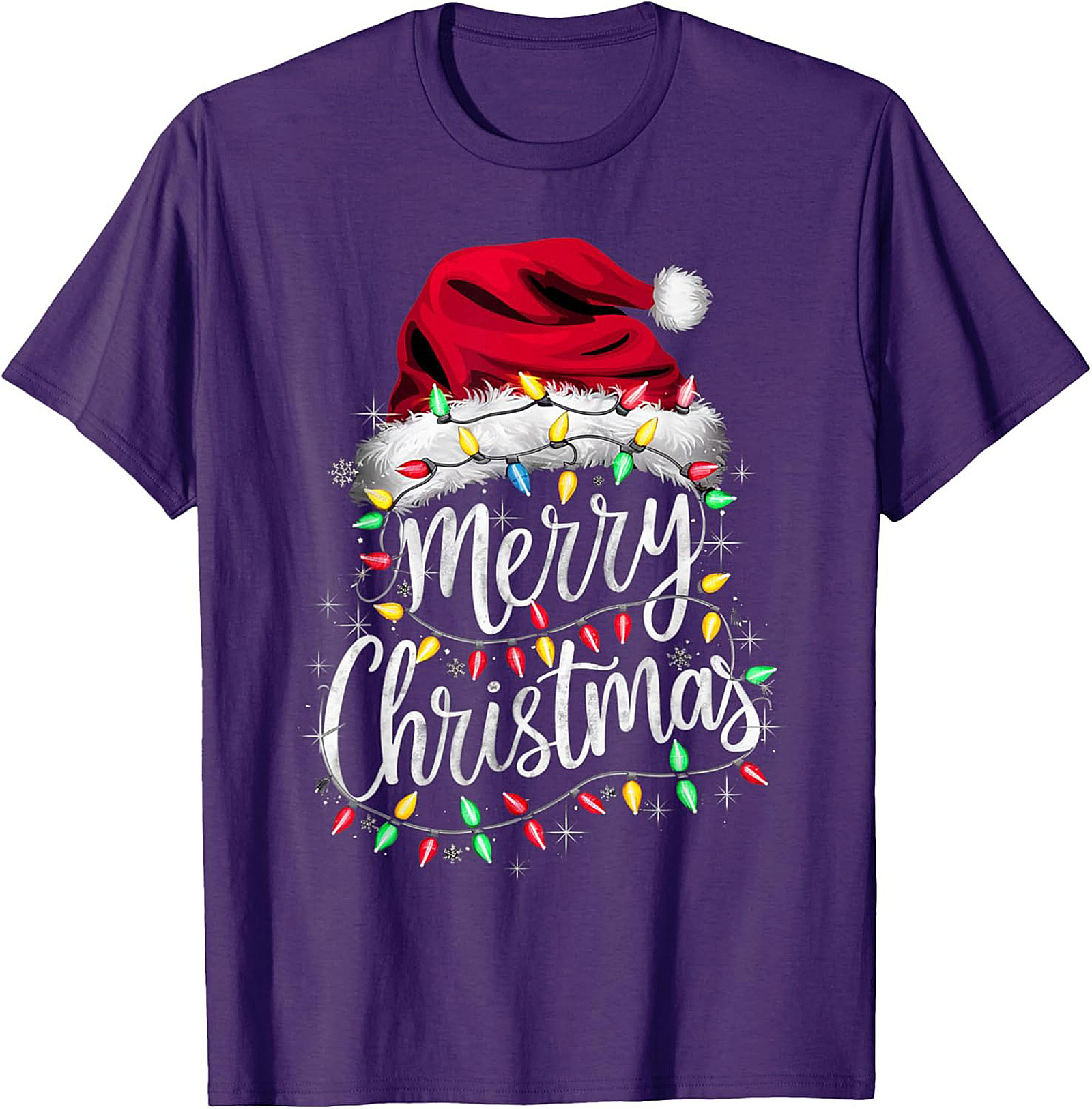 Festive Merry Christmas T-shirt Santa Hat Graphic Tee