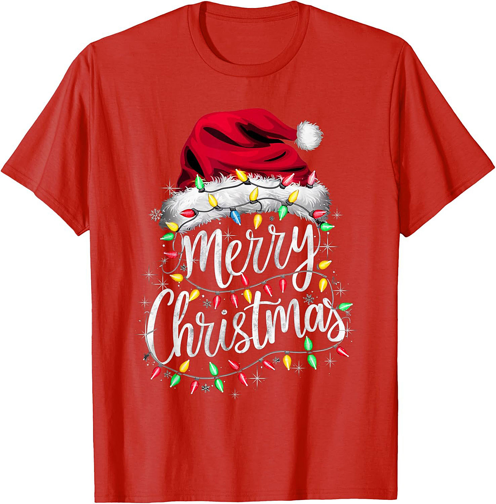  Festive Merry Christmas T-shirt Santa Hat Graphic Tee