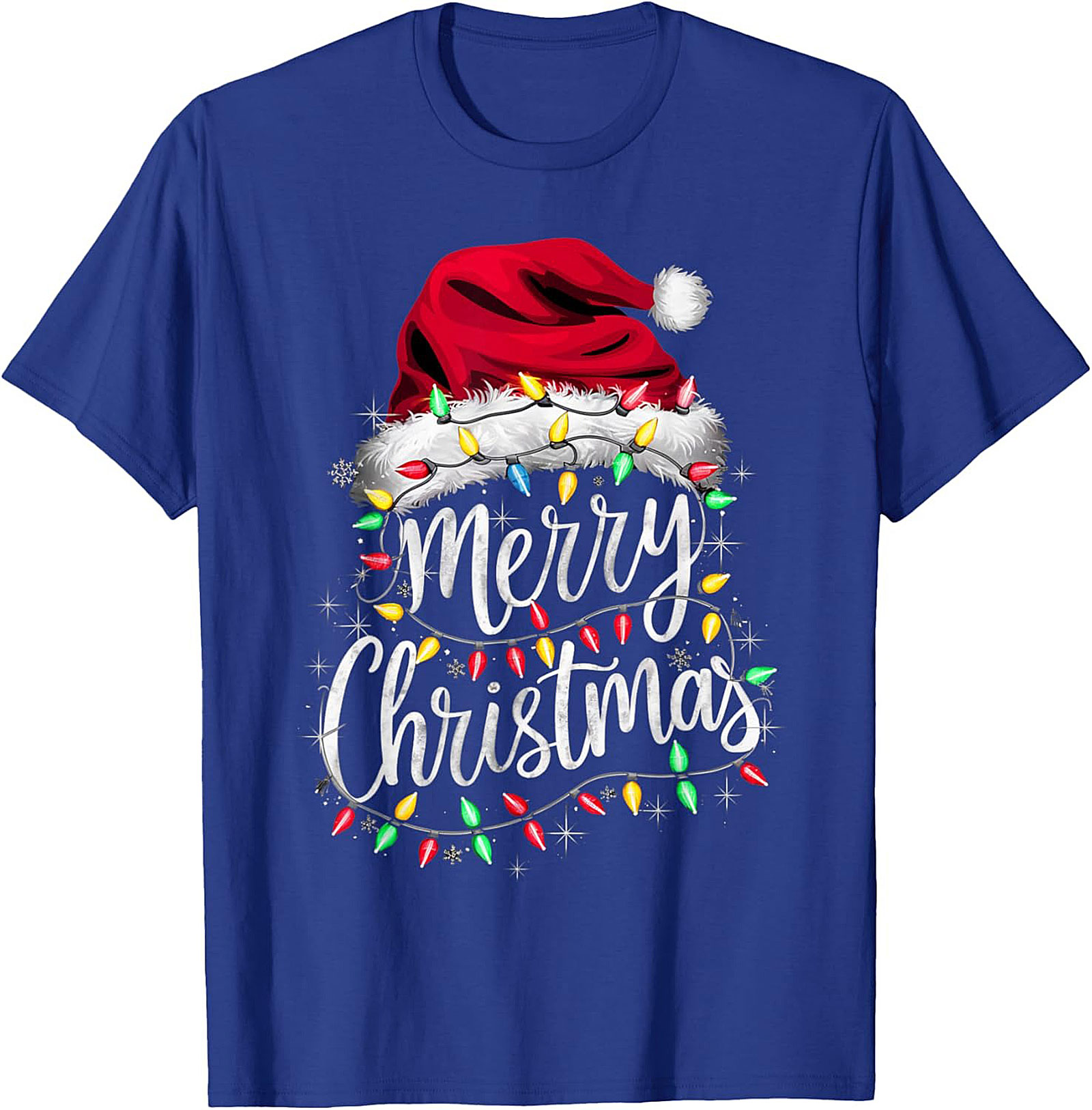  Festive Merry Christmas T-shirt Santa Hat Graphic Tee