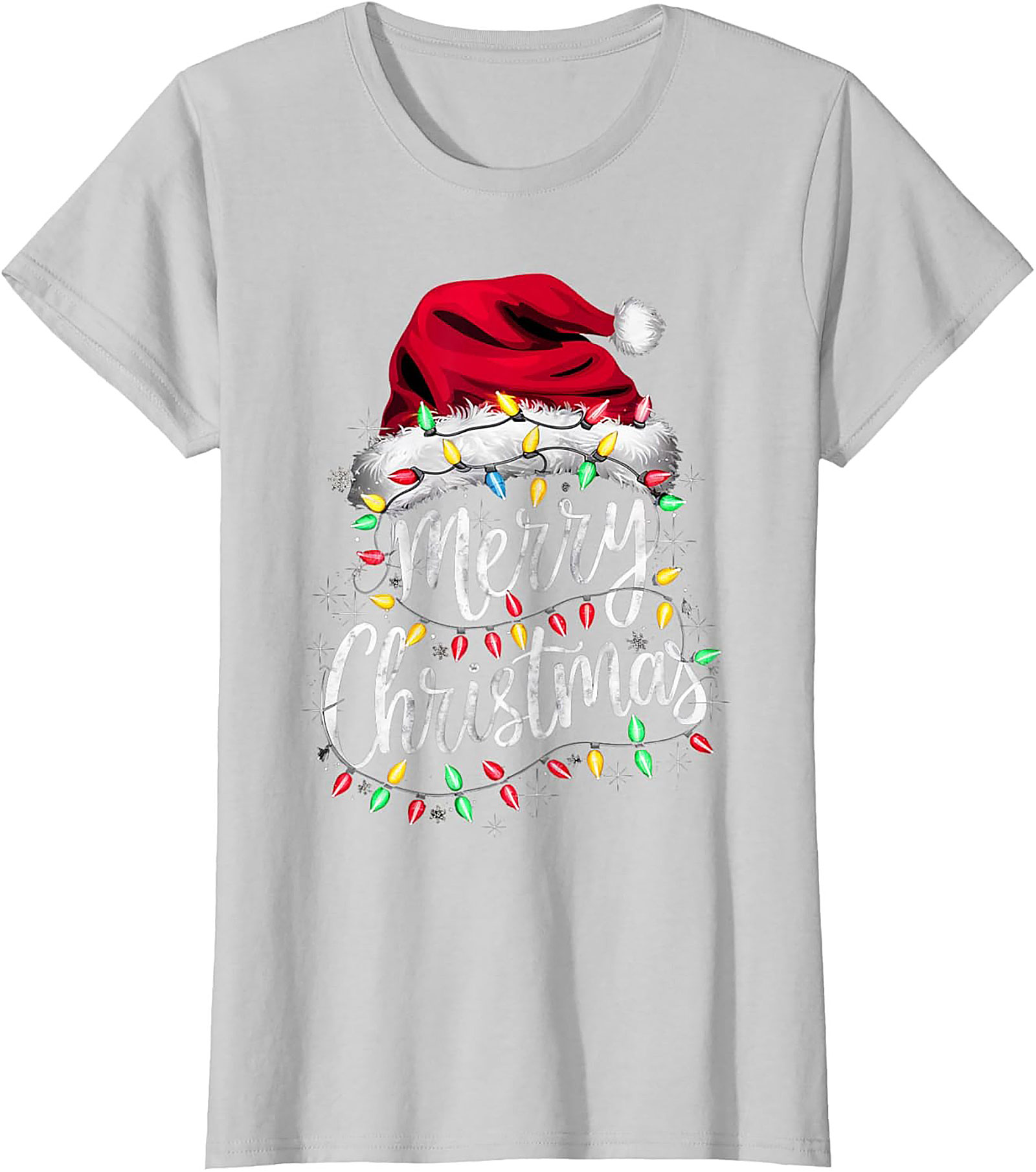  Festive Merry Christmas T-shirt Santa Hat Graphic Tee