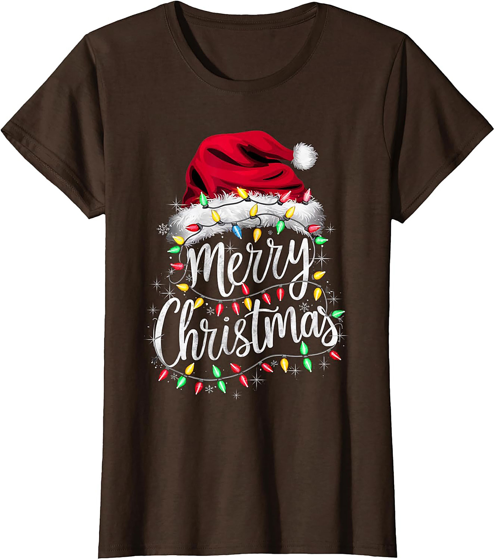  Festive Merry Christmas T-shirt Santa Hat Graphic Tee