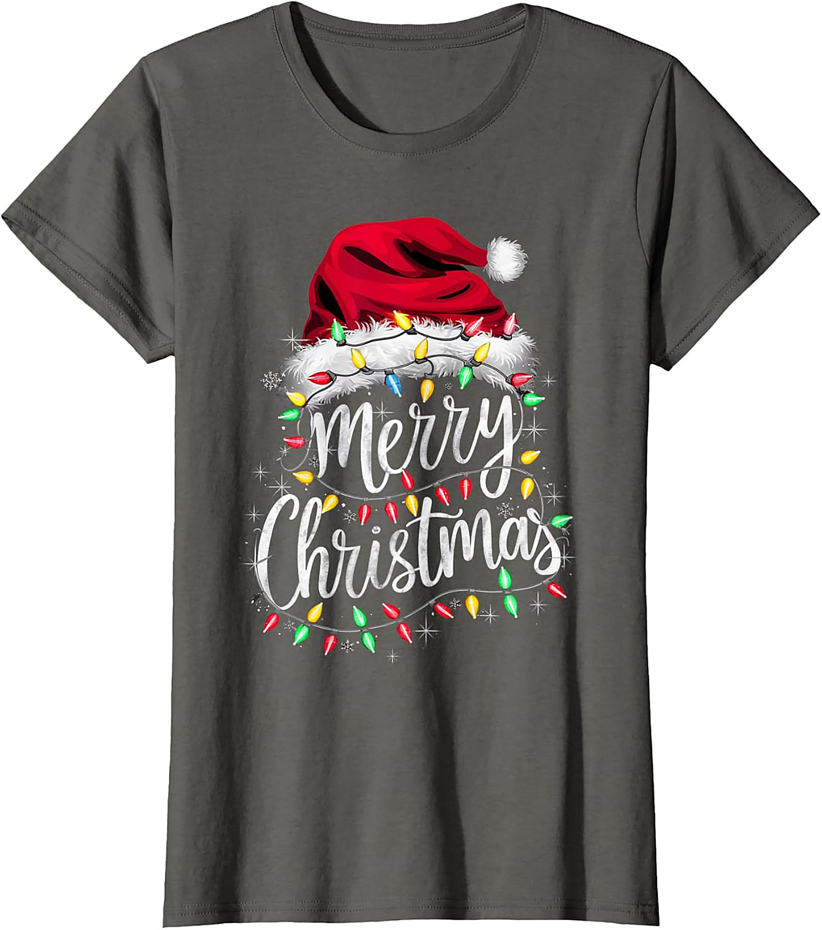  Festive Merry Christmas T-shirt Santa Hat Graphic Tee