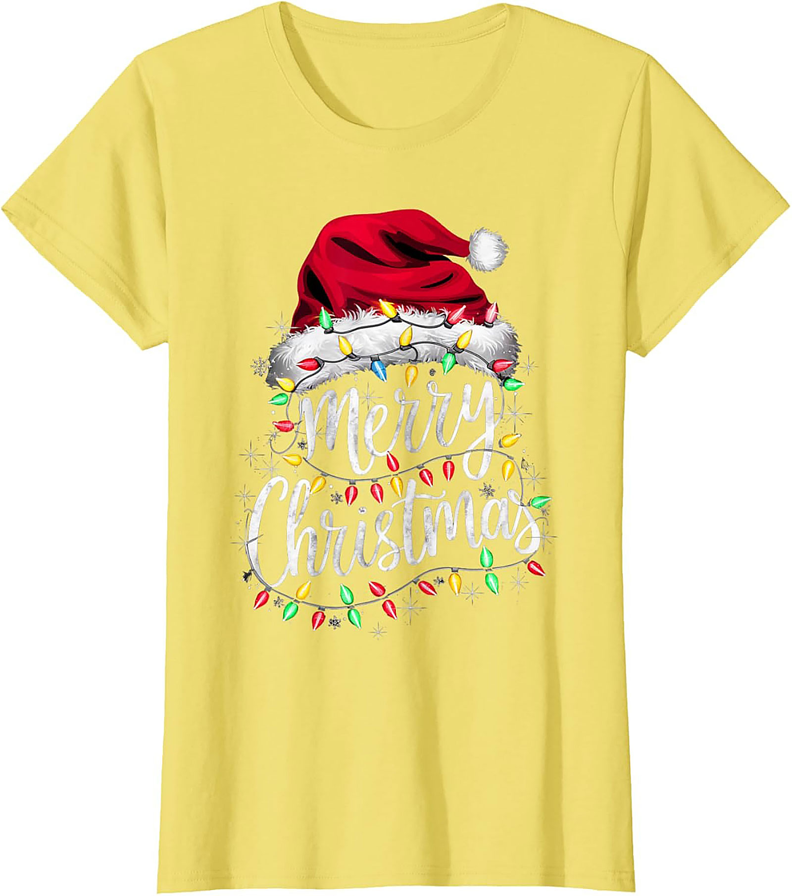 Festive Merry Christmas T-shirt Santa Hat Graphic Tee