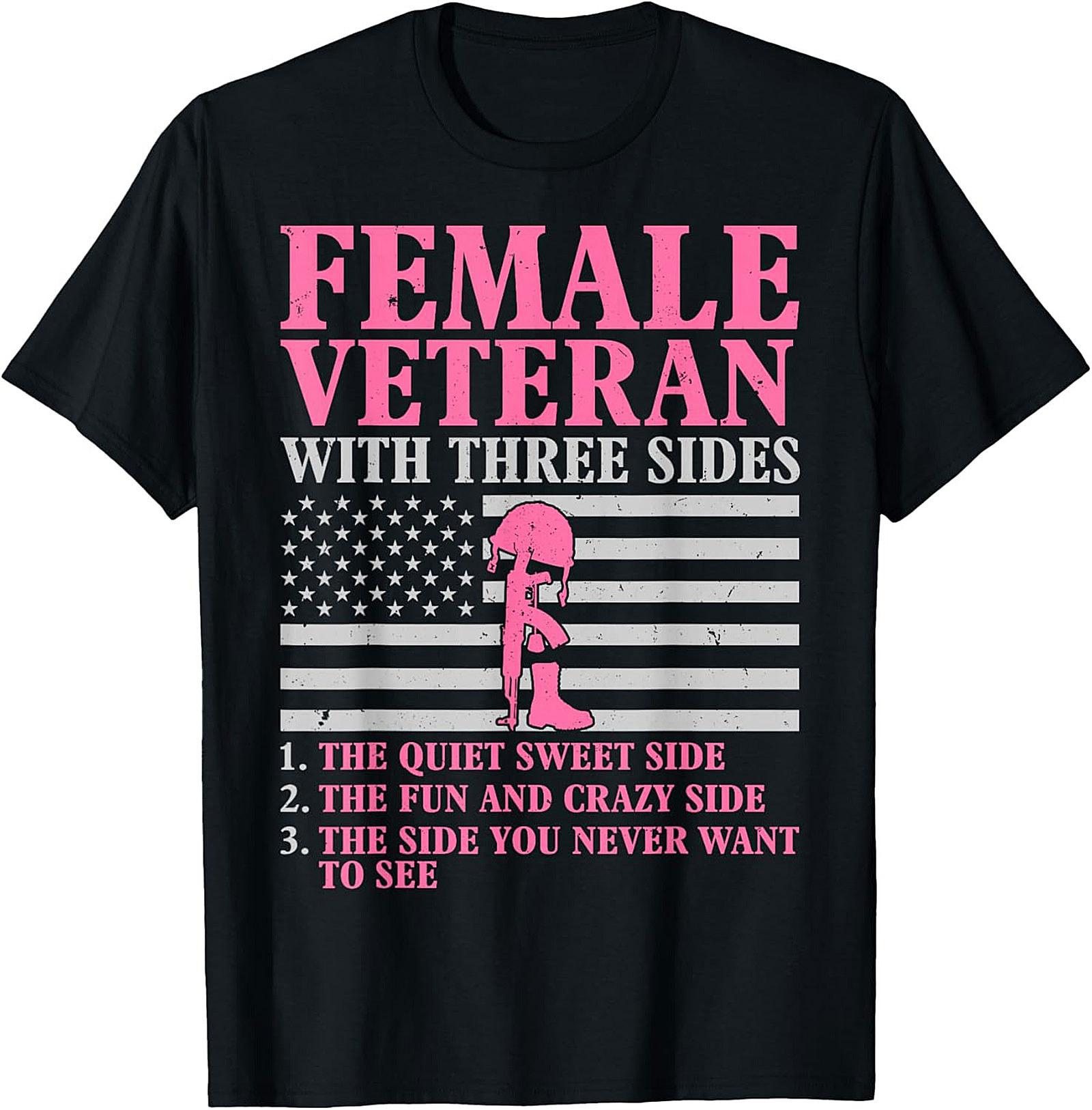 Female Veteran Three Sides T-Shirt | Military Women's Tee