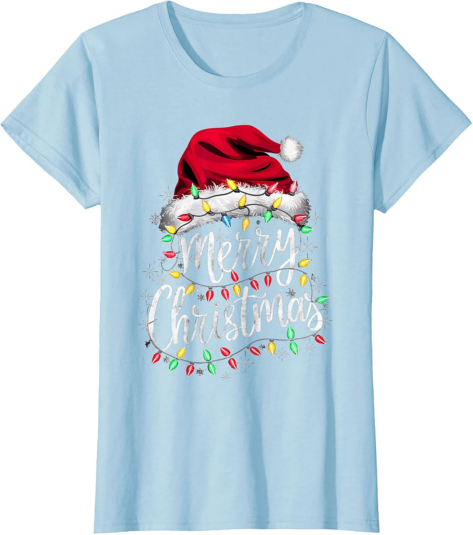  Festive Merry Christmas T-shirt Santa Hat Graphic Tee