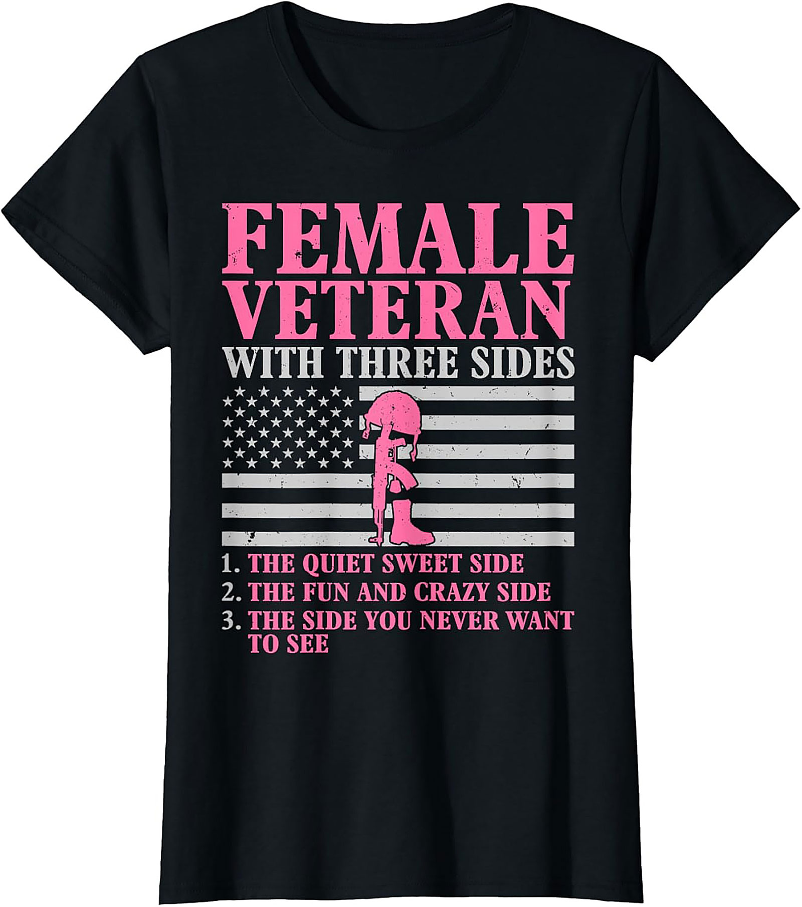 Female Veteran Three Sides T-Shirt | Military Women's Tee
