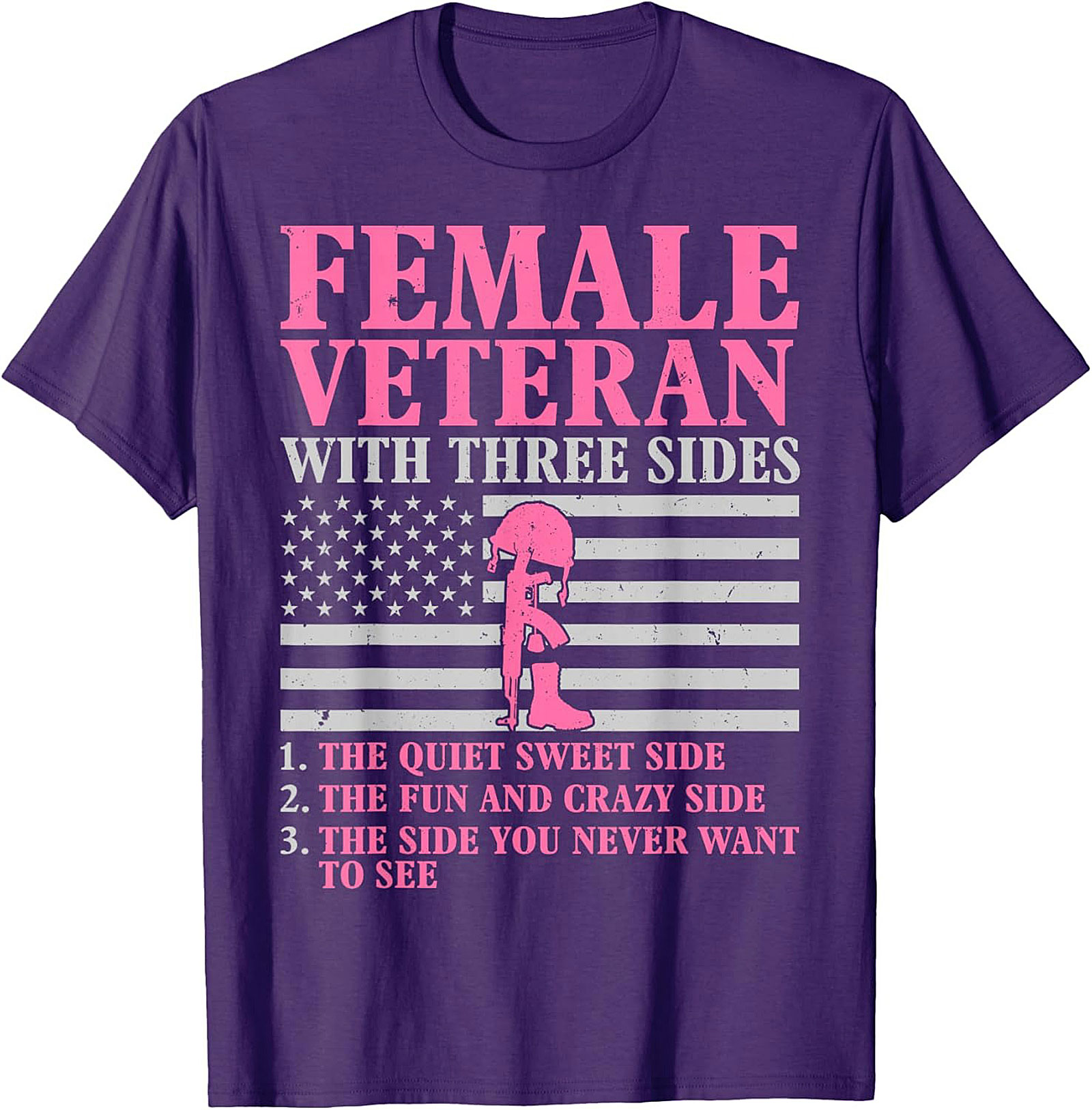 Female Veteran Three Sides T-Shirt | Military Women's Tee