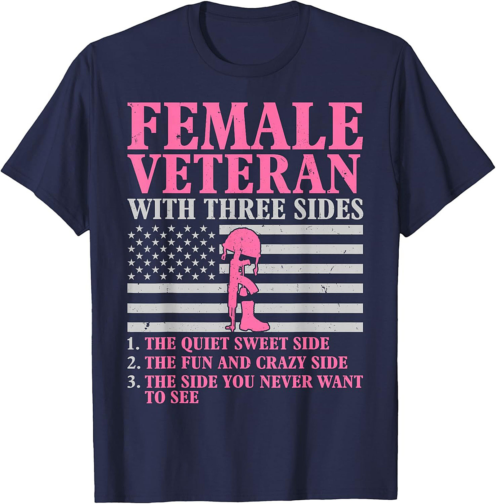 Female Veteran Three Sides T-Shirt | Military Women's Tee