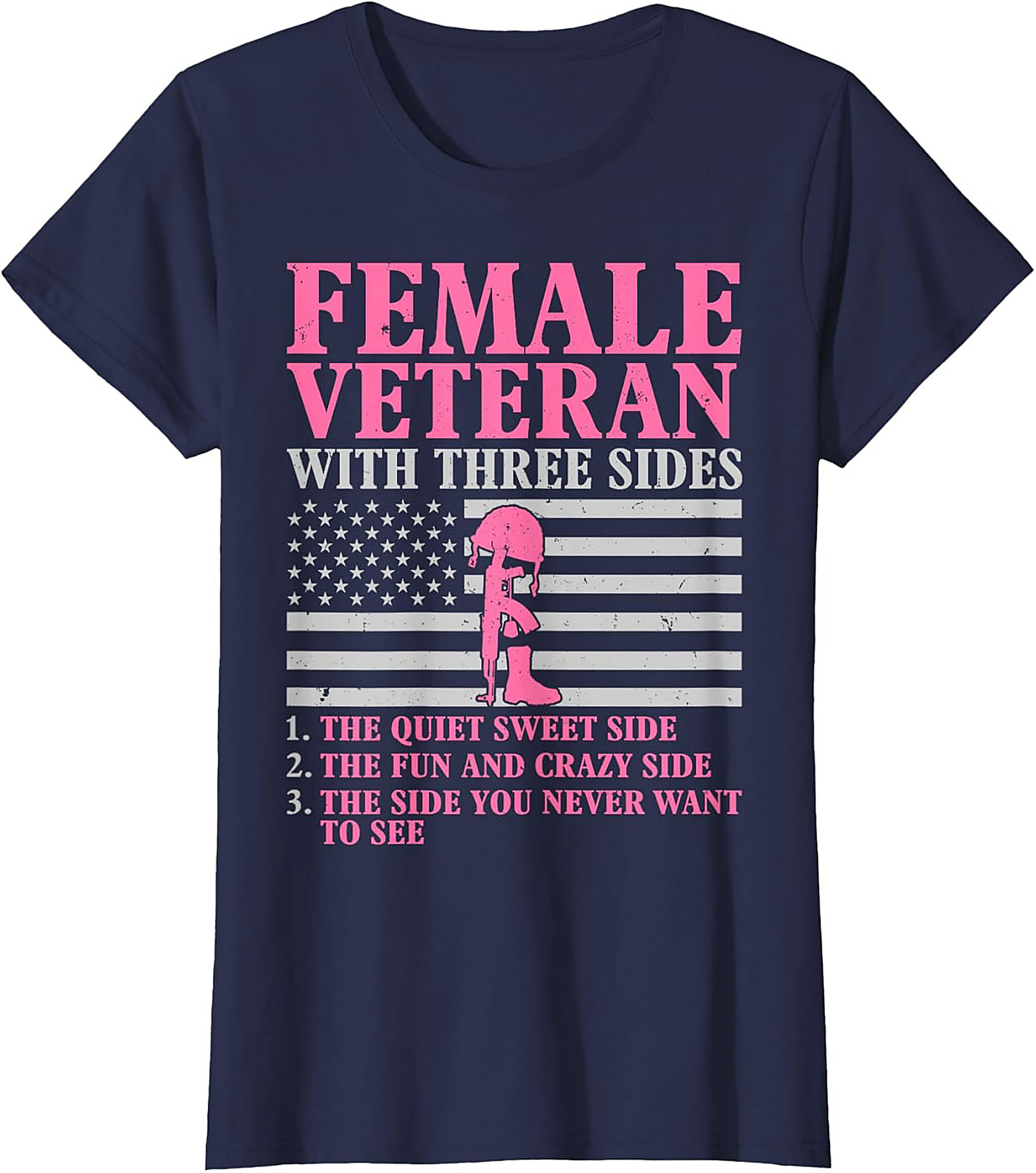 Female Veteran Three Sides T-Shirt | Military Women's Tee