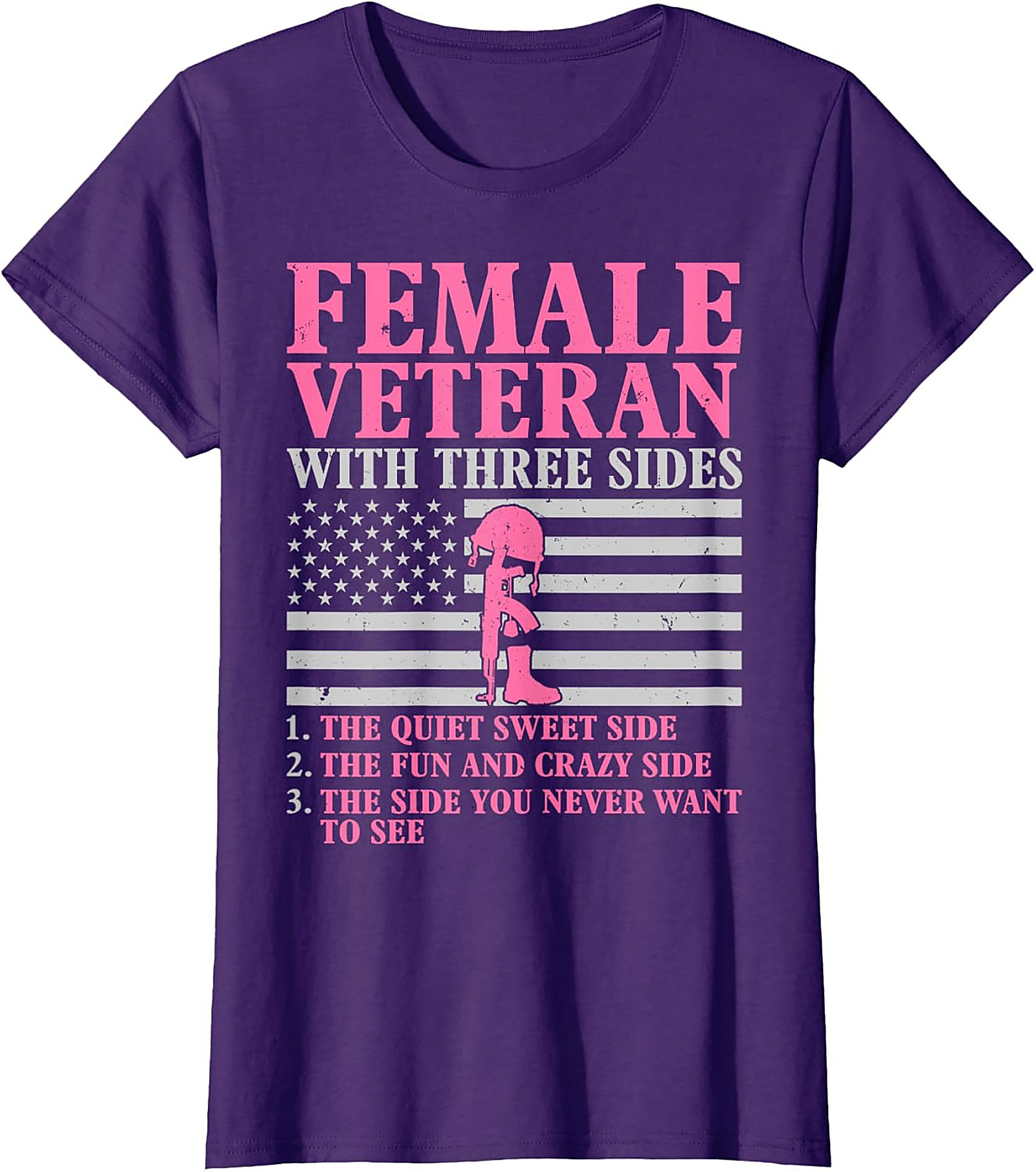 Female Veteran Three Sides T-Shirt | Military Women's Tee