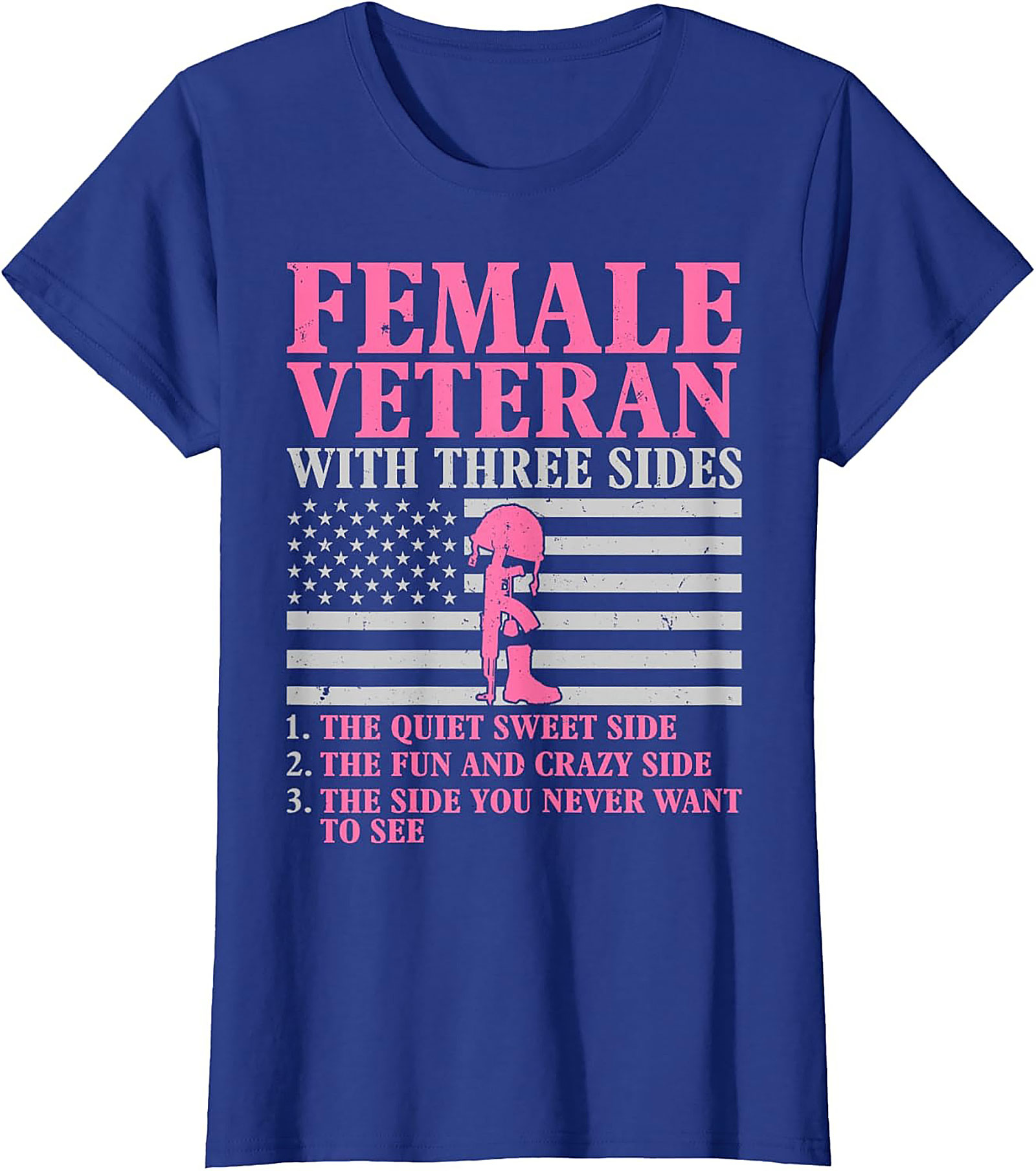 Female Veteran Three Sides T-Shirt | Military Women's Tee