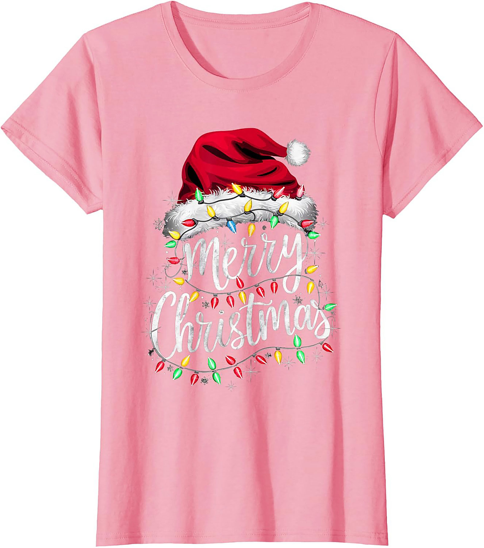  Festive Merry Christmas T-shirt Santa Hat Graphic Tee