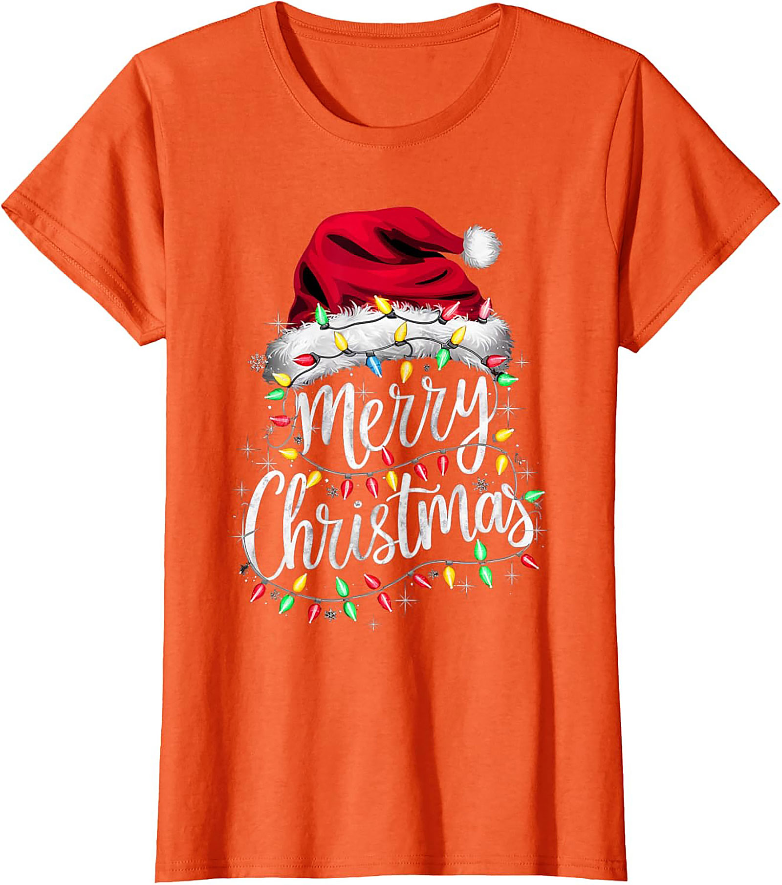  Festive Merry Christmas T-shirt Santa Hat Graphic Tee