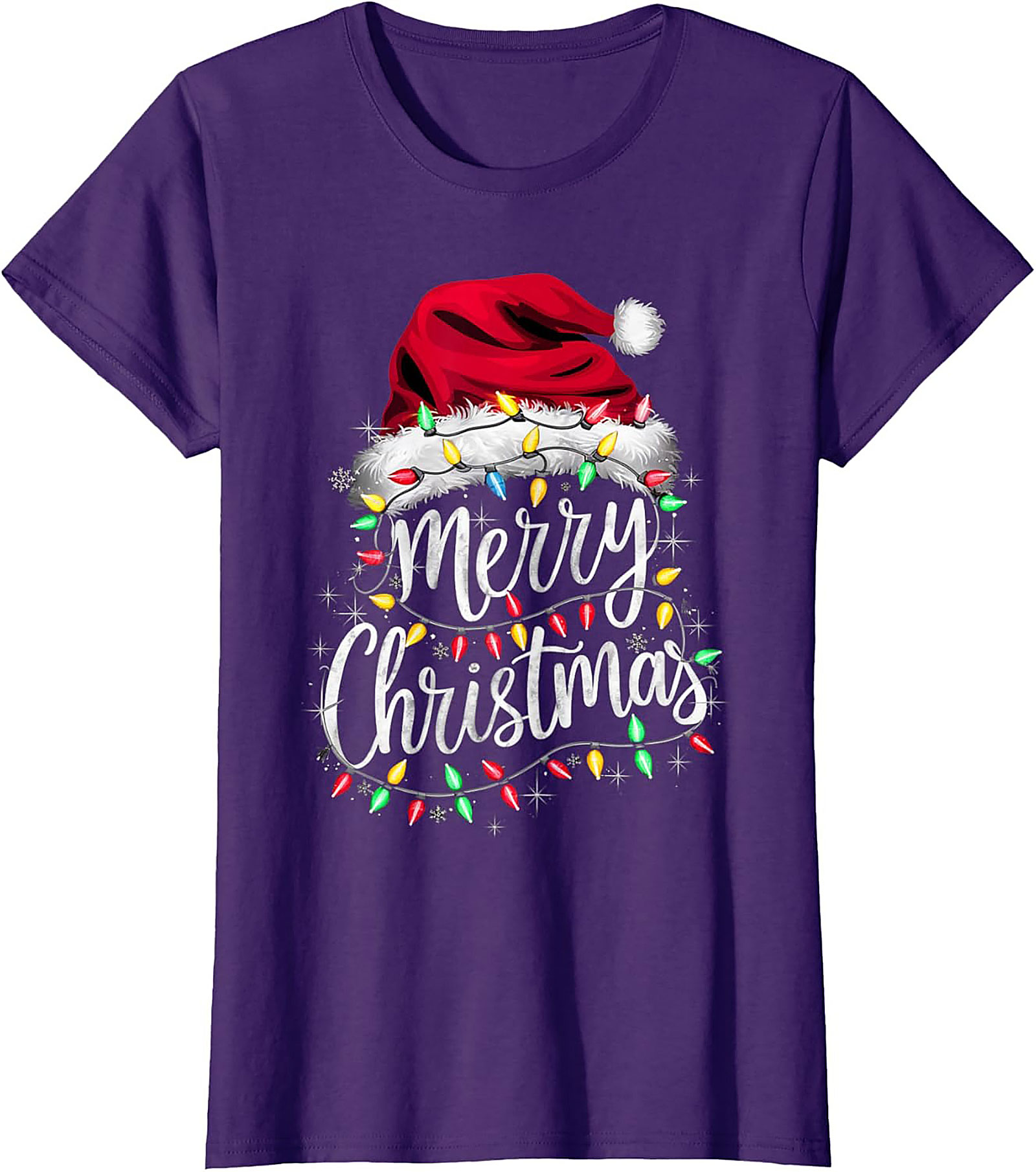  Festive Merry Christmas T-shirt Santa Hat Graphic Tee