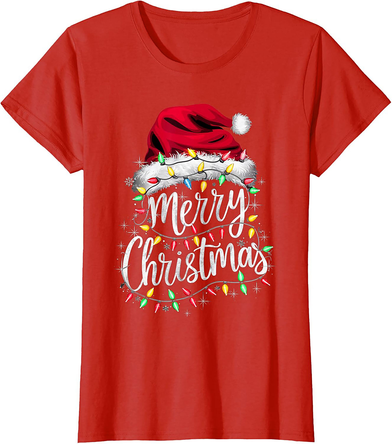  Festive Merry Christmas T-shirt Santa Hat Graphic Tee