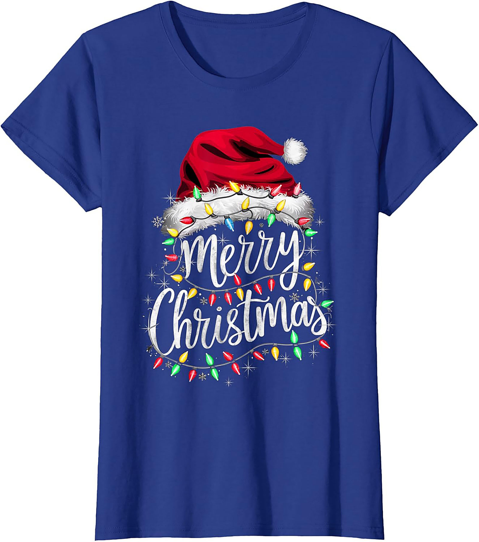  Festive Merry Christmas T-shirt Santa Hat Graphic Tee