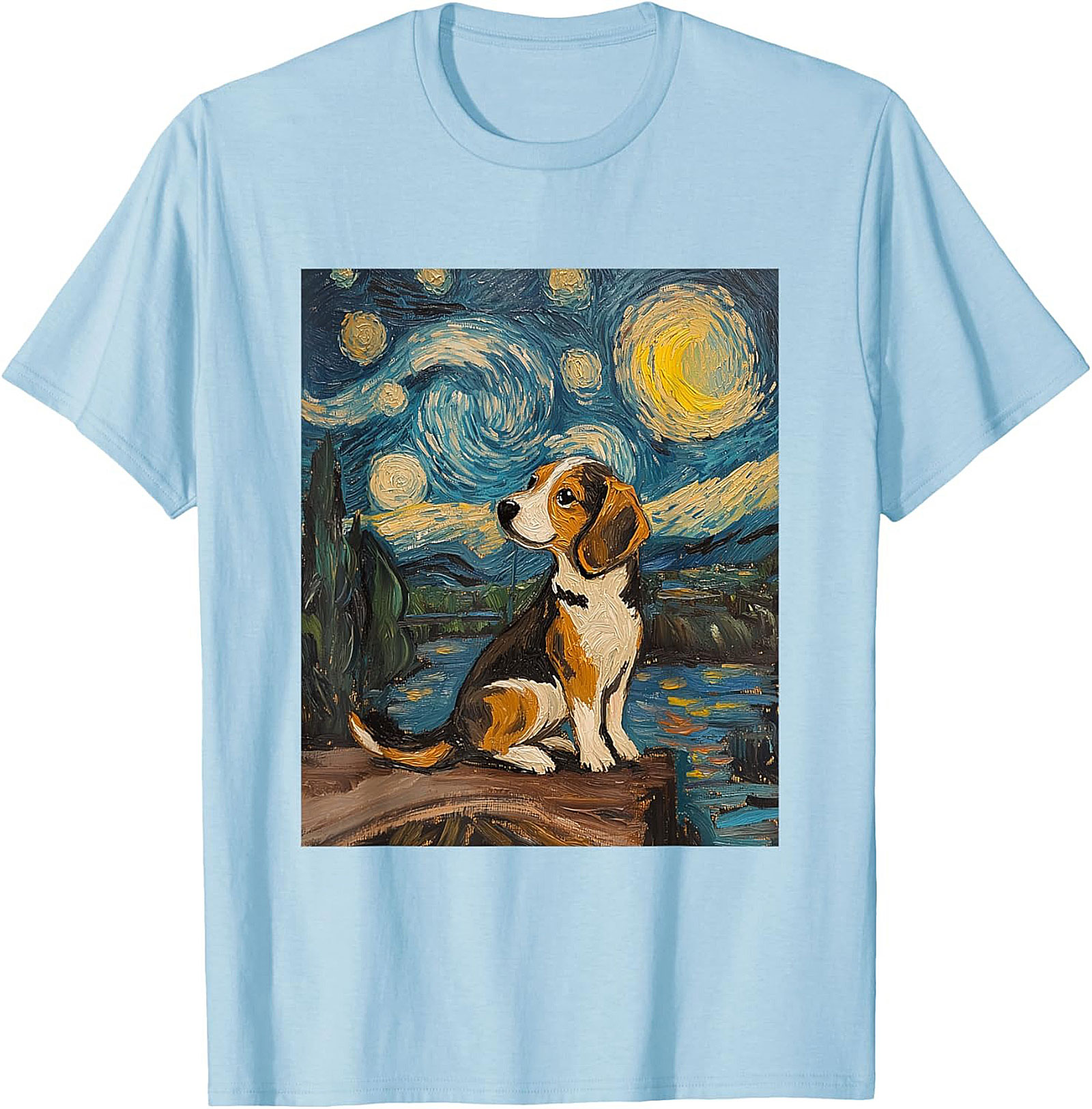 Starry Night Beagle T-shirt | Van Gogh Inspired Dog Art Graphic Tee