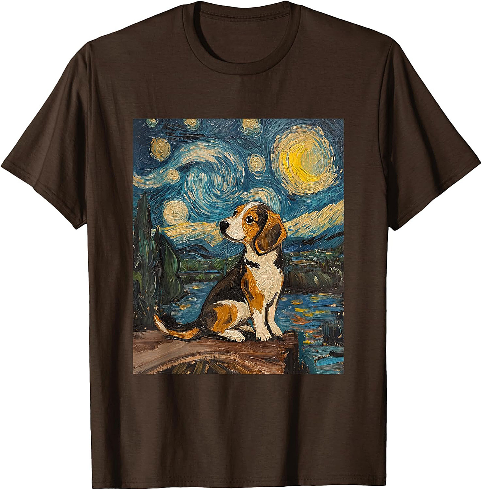 Starry Night Beagle T-shirt | Van Gogh Inspired Dog Art Graphic Tee