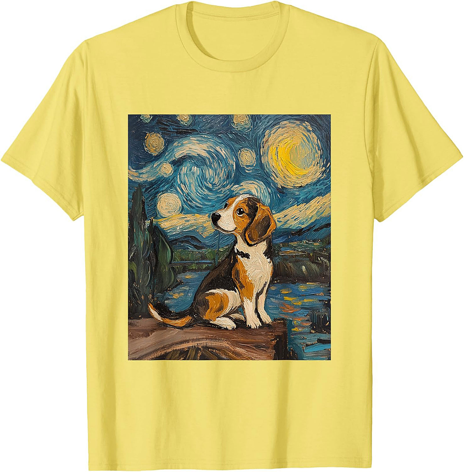 Starry Night Beagle T-shirt | Van Gogh Inspired Dog Art Graphic Tee