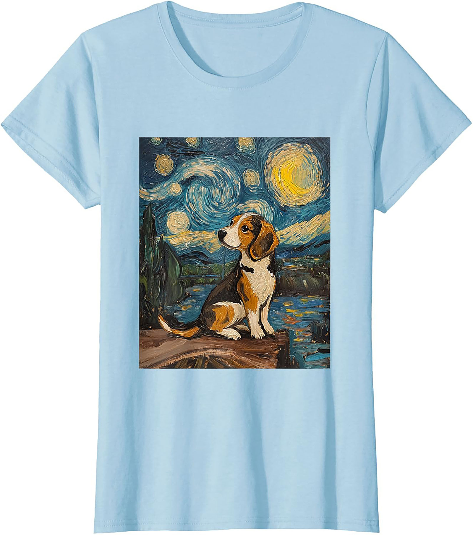 Starry Night Beagle T-shirt | Van Gogh Inspired Dog Art Graphic Tee