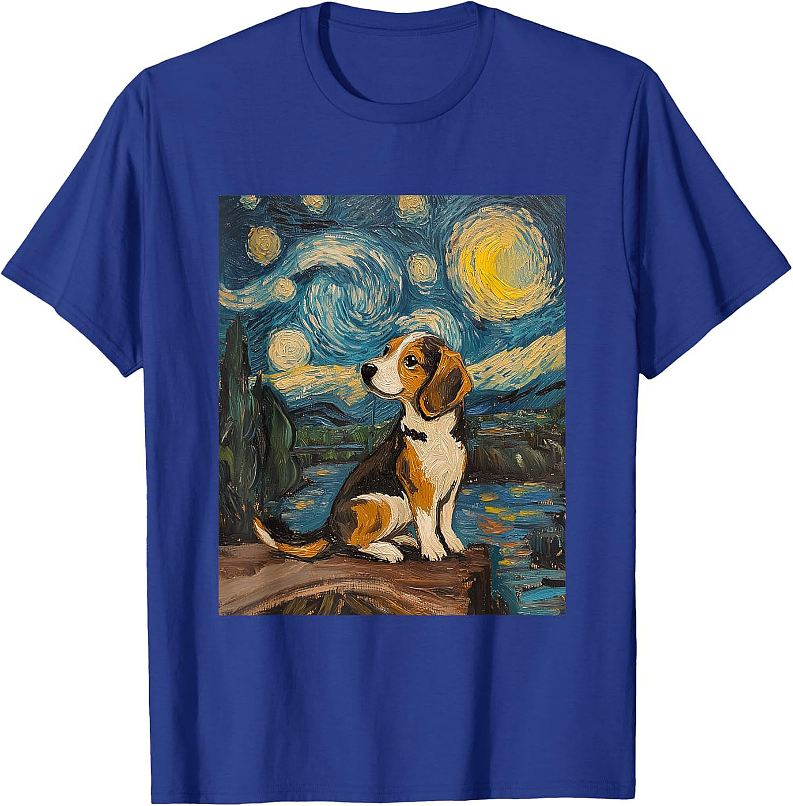 Starry Night Beagle T-shirt | Van Gogh Inspired Dog Art Graphic Tee