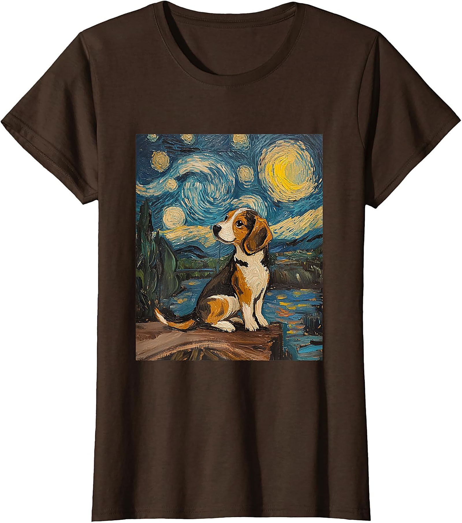 Starry Night Beagle T-shirt | Van Gogh Inspired Dog Art Graphic Tee