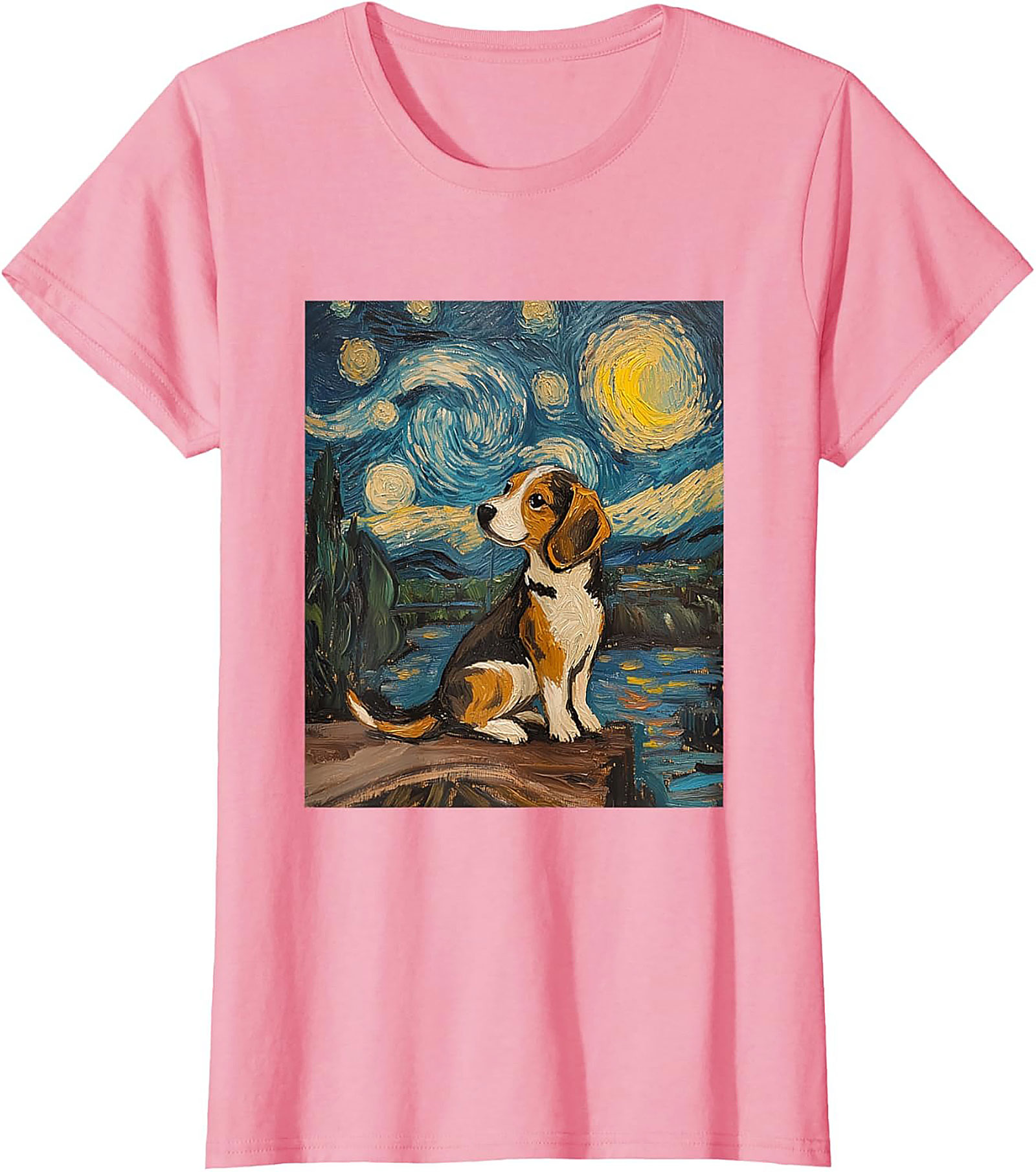 Starry Night Beagle T-shirt | Van Gogh Inspired Dog Art Graphic Tee