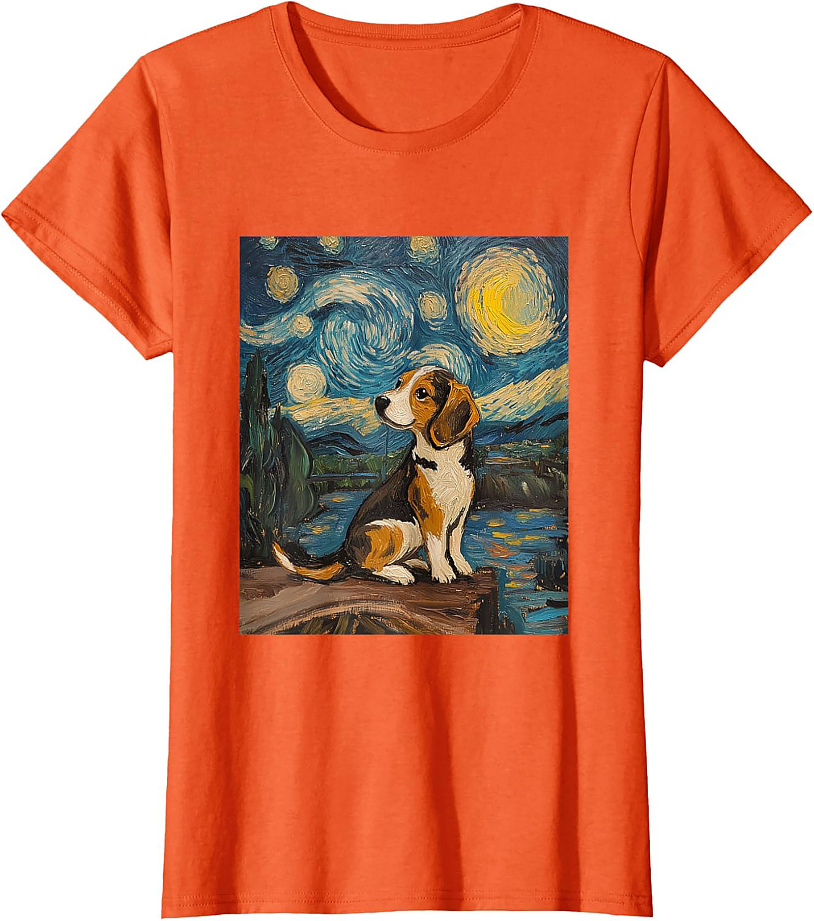 Starry Night Beagle T-shirt | Van Gogh Inspired Dog Art Graphic Tee