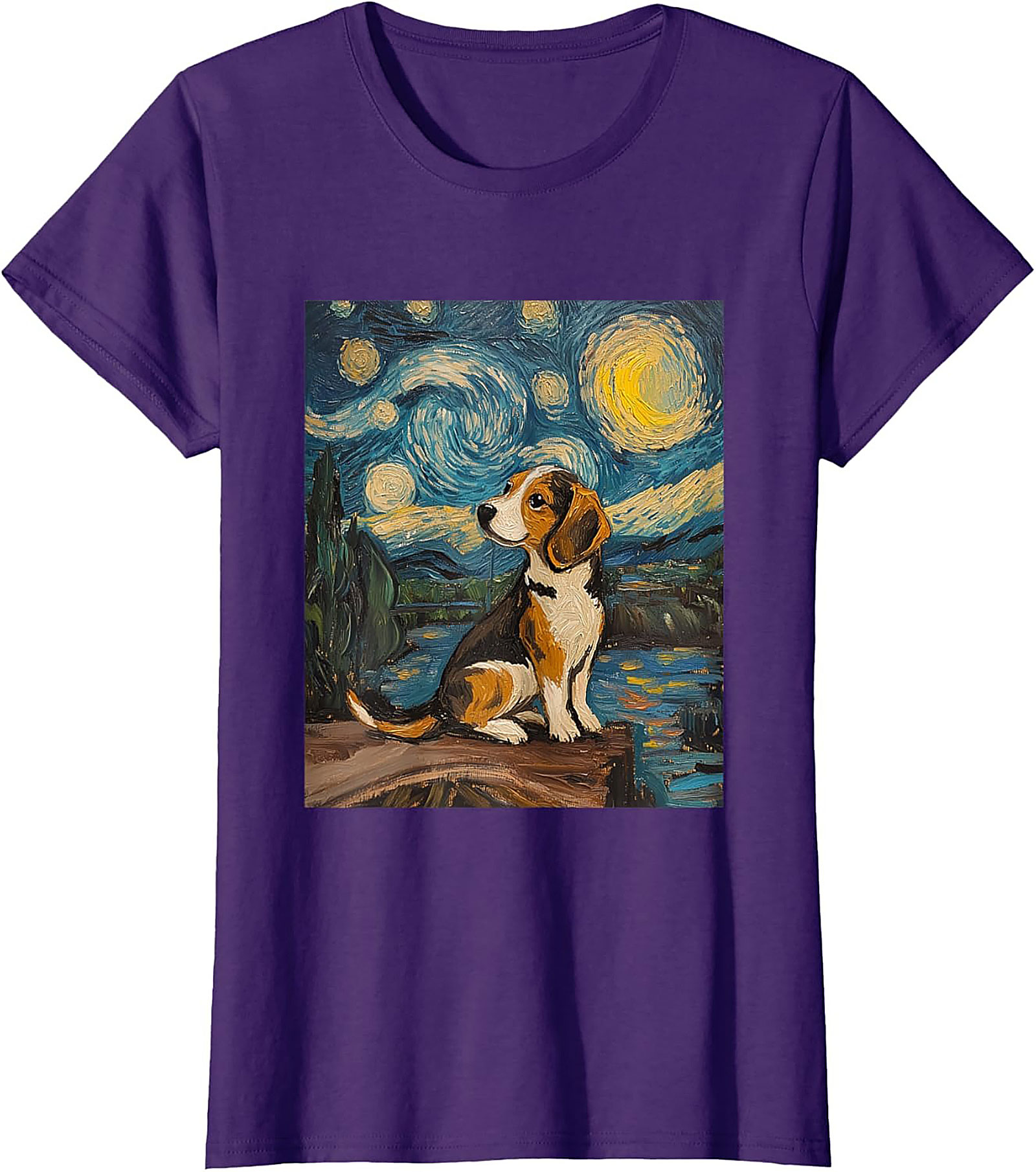 Starry Night Beagle T-shirt | Van Gogh Inspired Dog Art Graphic Tee