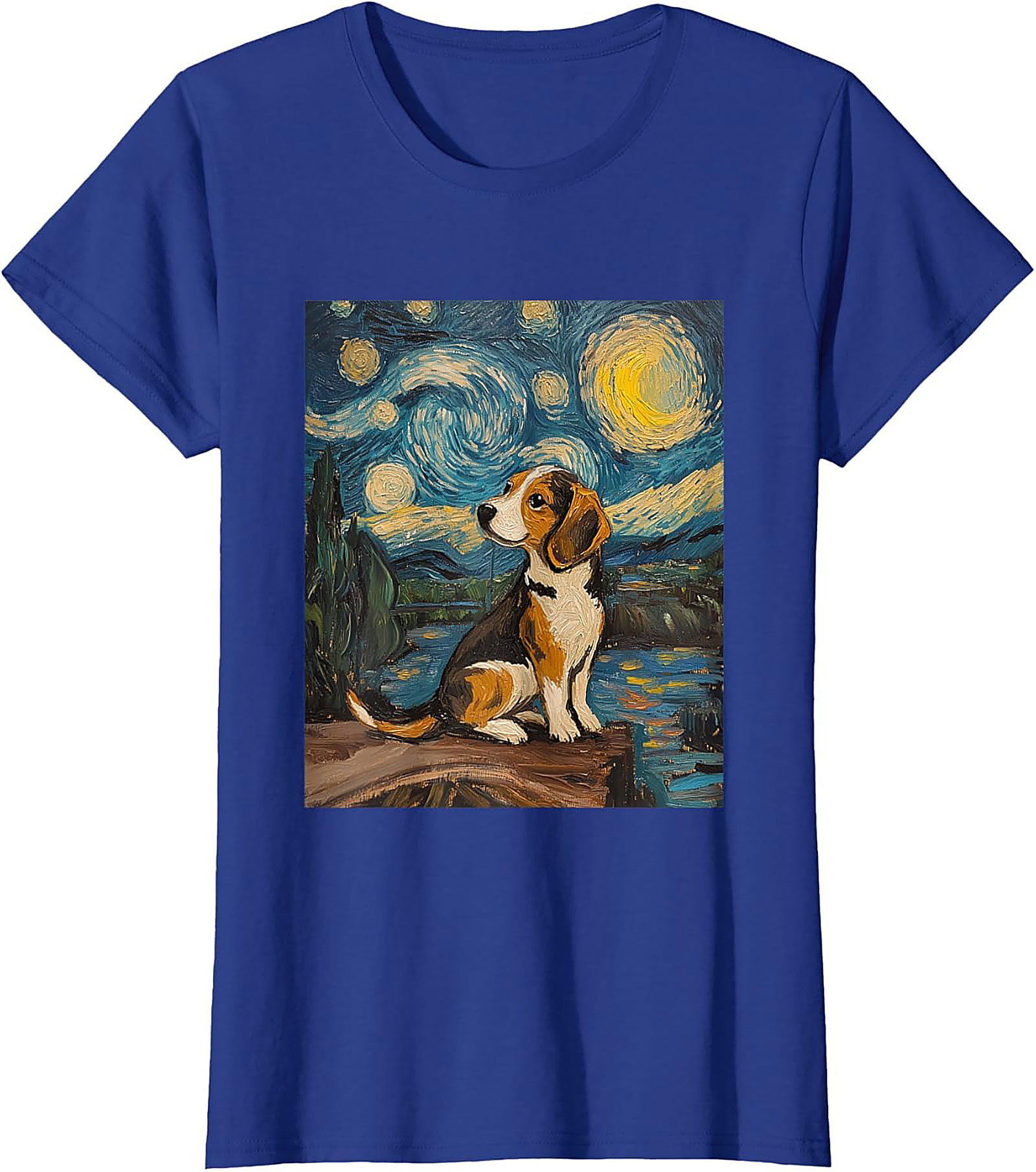 Starry Night Beagle T-shirt | Van Gogh Inspired Dog Art Graphic Tee