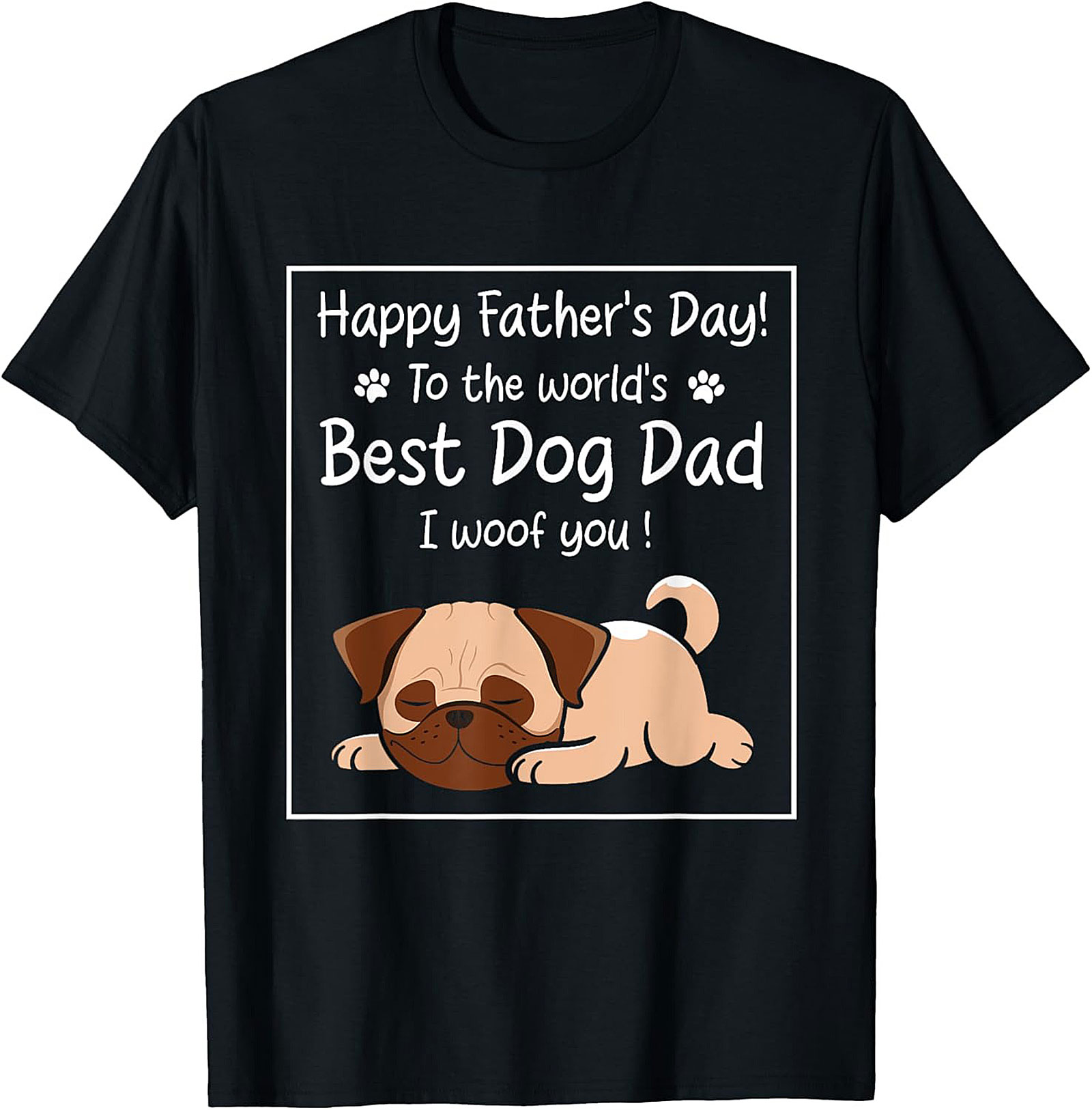 Best Dog Dad Graphic Tee Funny Father's Day Pug Shirt
