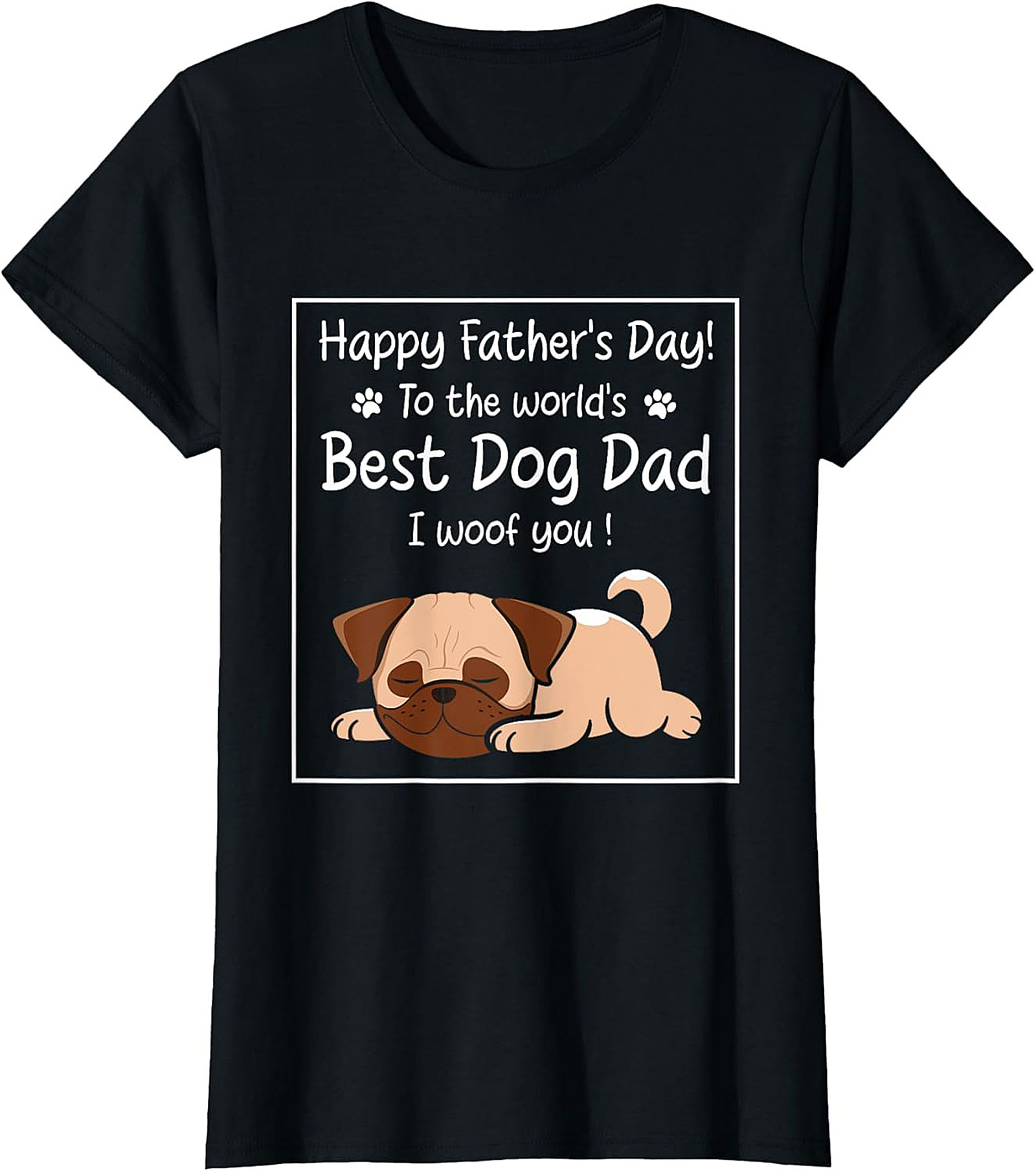 Best Dog Dad Graphic Tee Funny Father's Day Pug Shirt