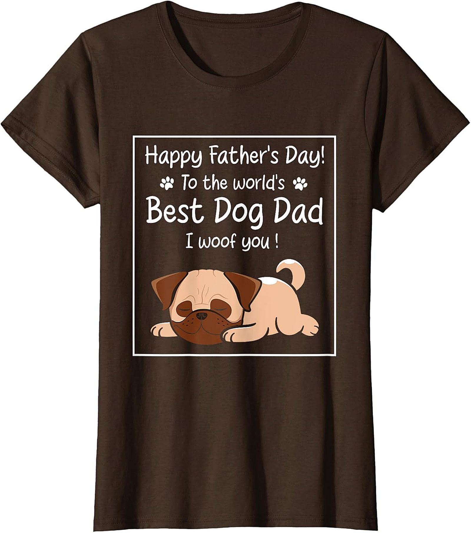Best Dog Dad Graphic Tee Funny Father's Day Pug Shirt