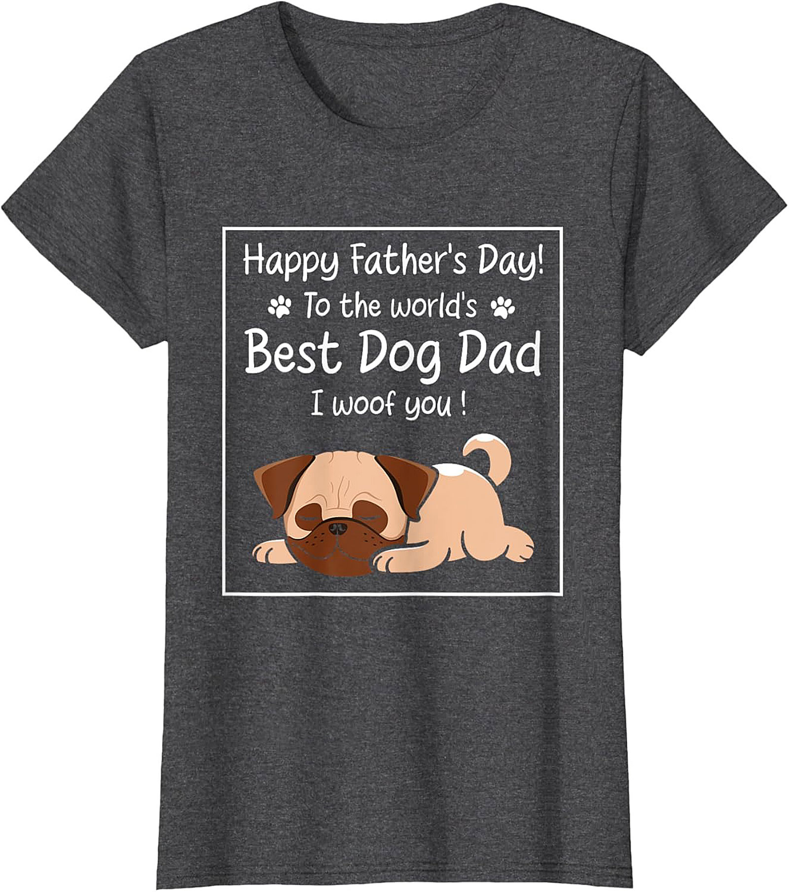 Best Dog Dad Graphic Tee Funny Father's Day Pug Shirt