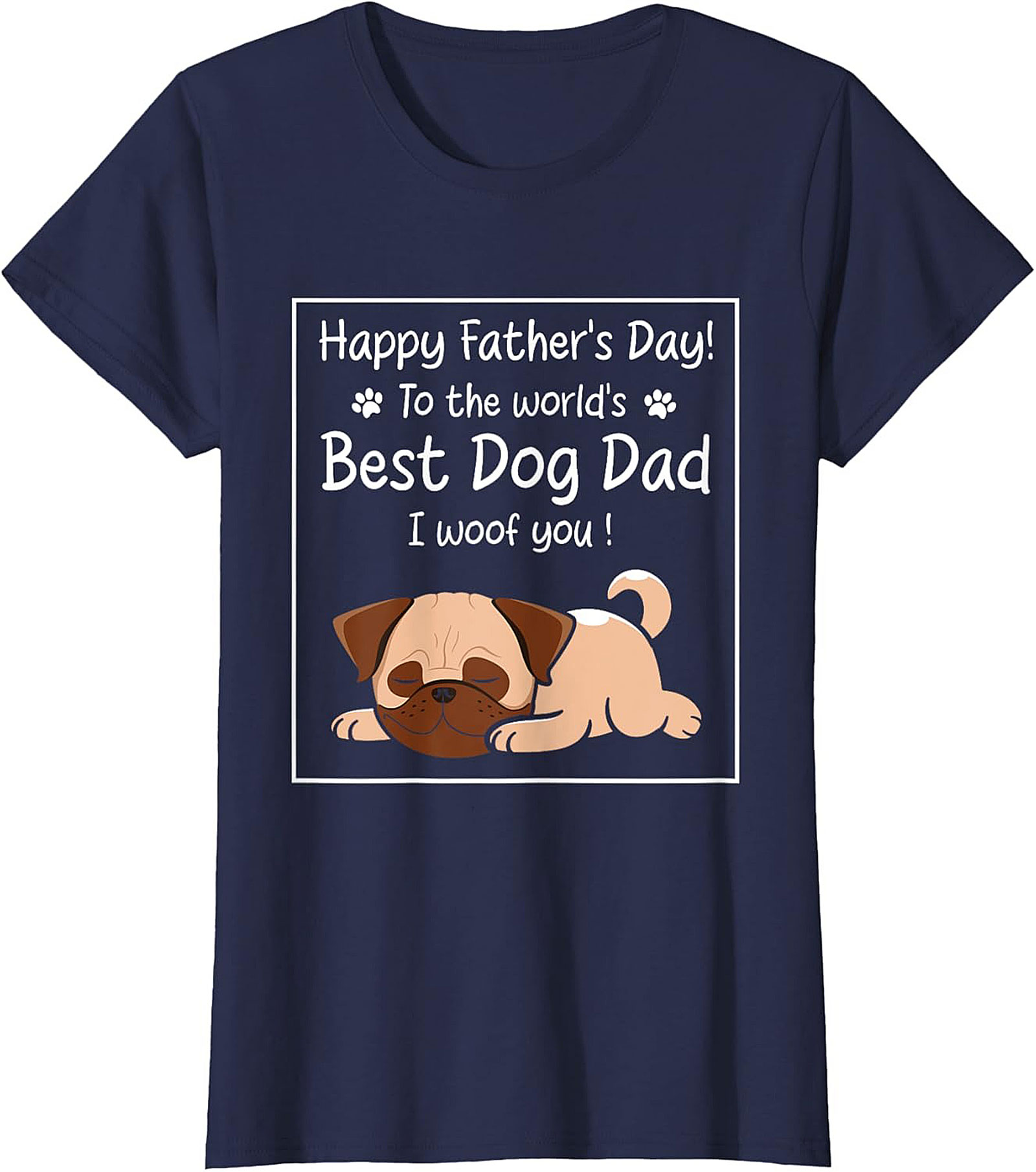 Best Dog Dad Graphic Tee Funny Father's Day Pug Shirt
