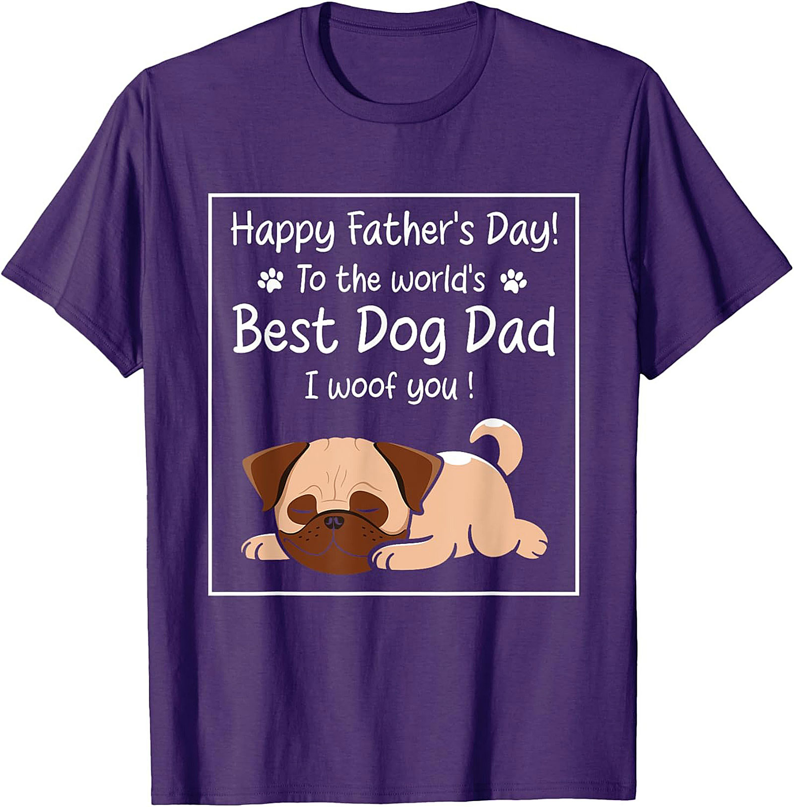 Best Dog Dad Graphic Tee Funny Father's Day Pug Shirt