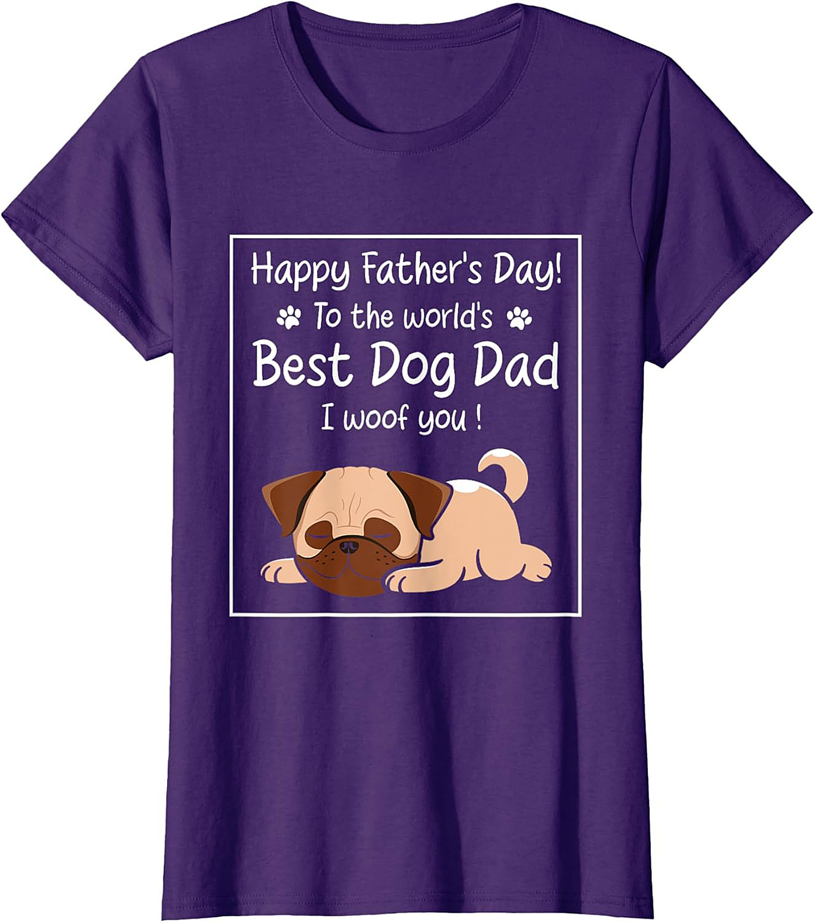 Best Dog Dad Graphic Tee Funny Father's Day Pug Shirt