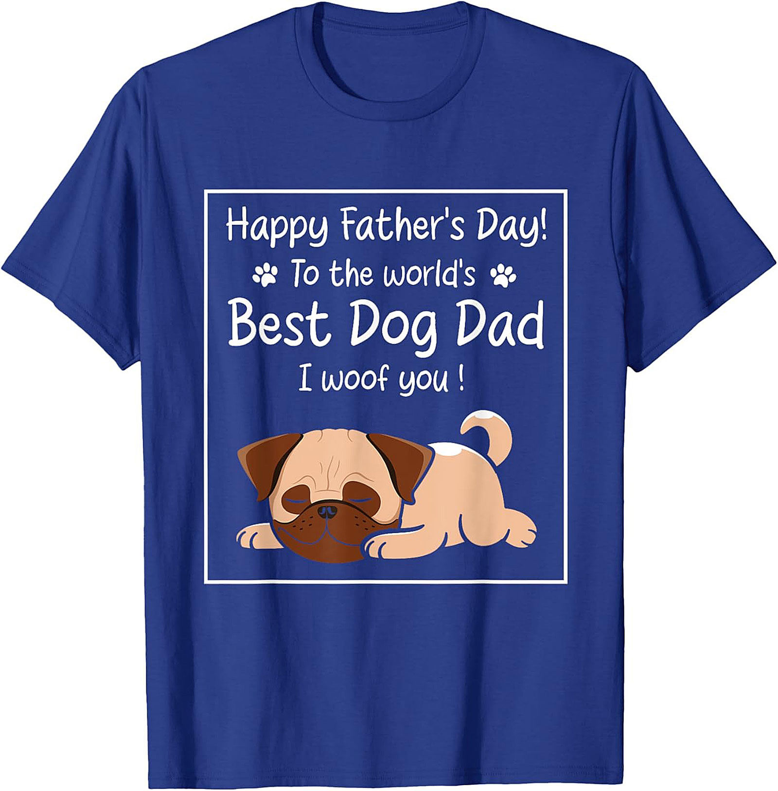 Best Dog Dad Graphic Tee Funny Father's Day Pug Shirt