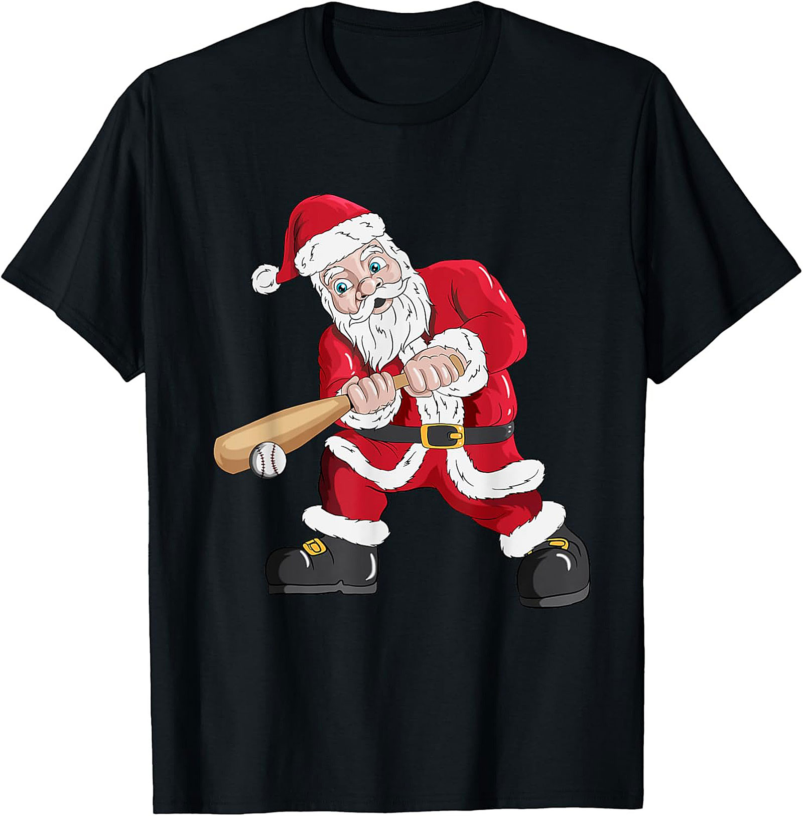 Funny Christmas Baseball T-shirt  Santa Swings Tee