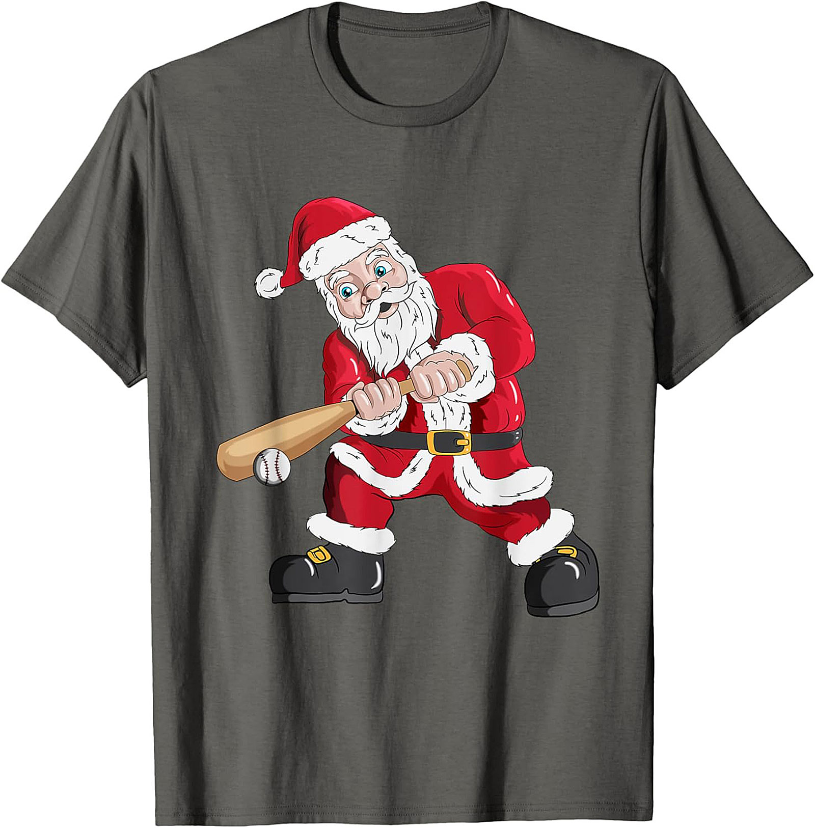 Funny Christmas Baseball T-shirt  Santa Swings Tee
