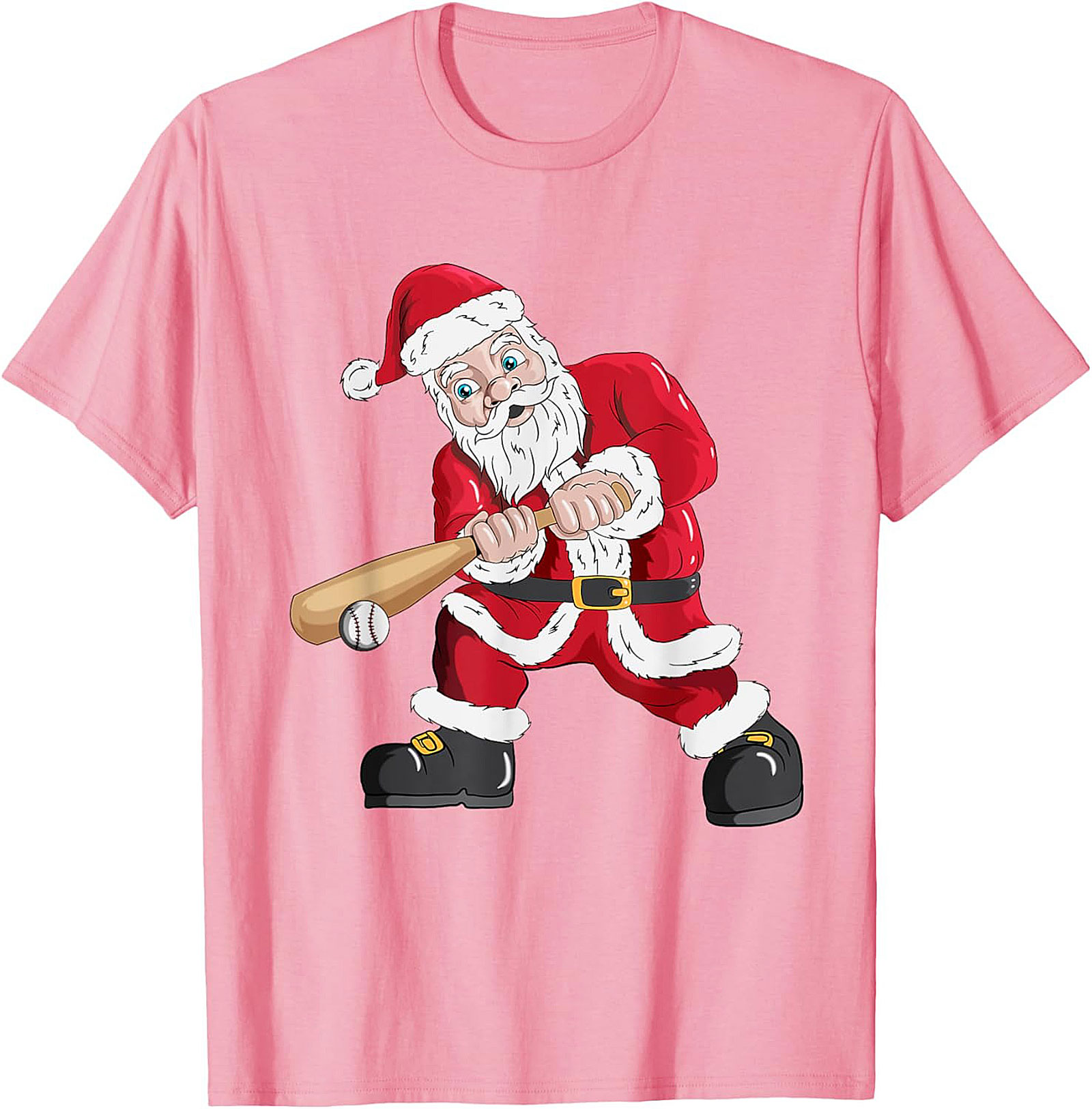 Funny Christmas Baseball T-shirt  Santa Swings Tee