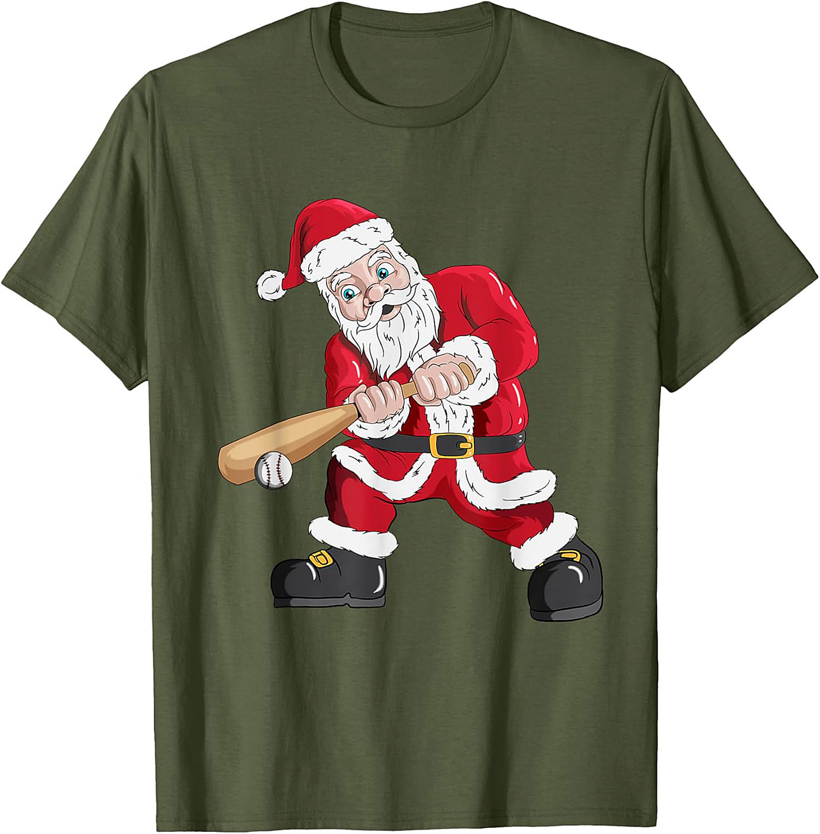 Funny Christmas Baseball T-shirt  Santa Swings Tee