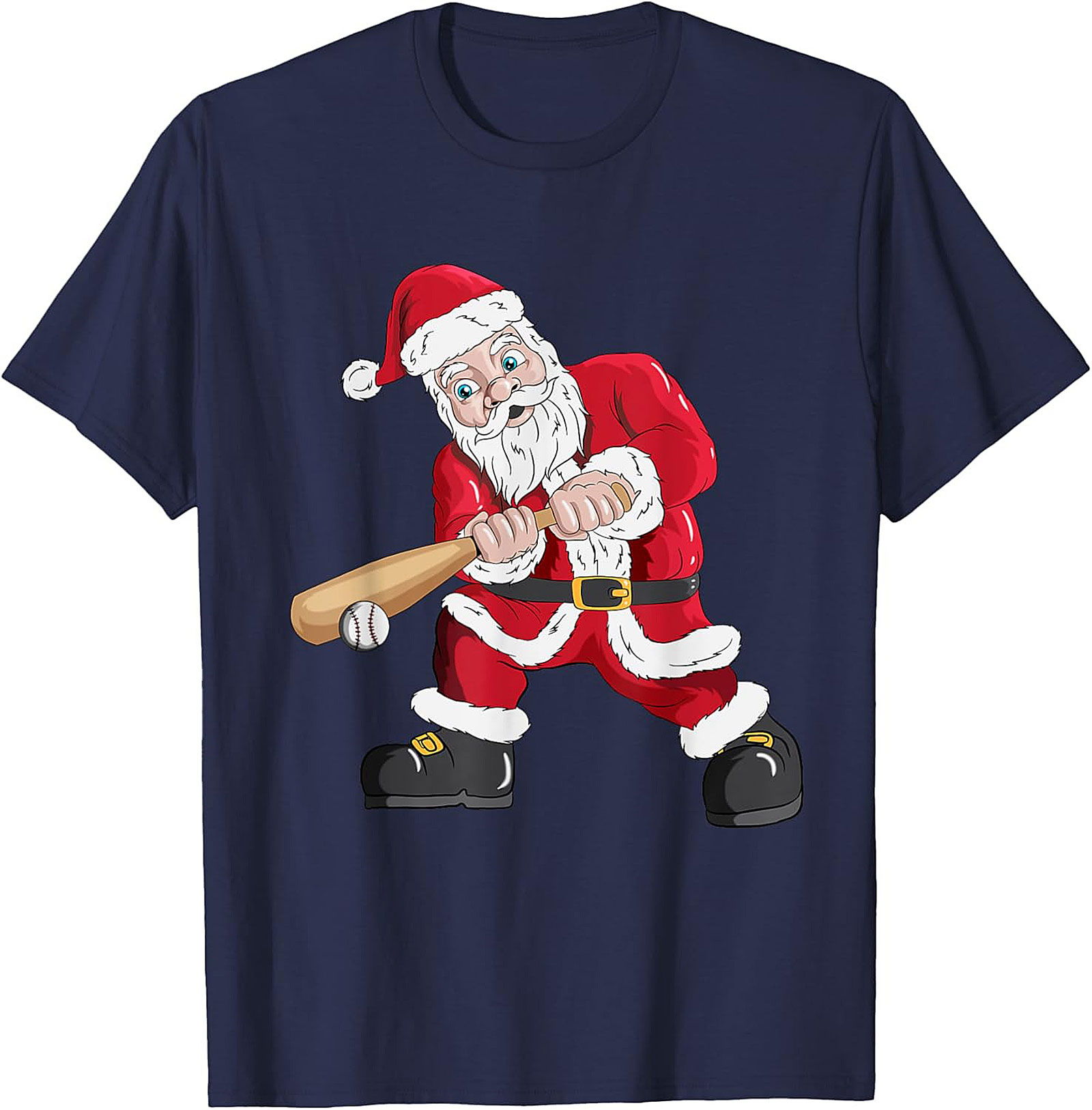 Funny Christmas Baseball T-shirt  Santa Swings Tee