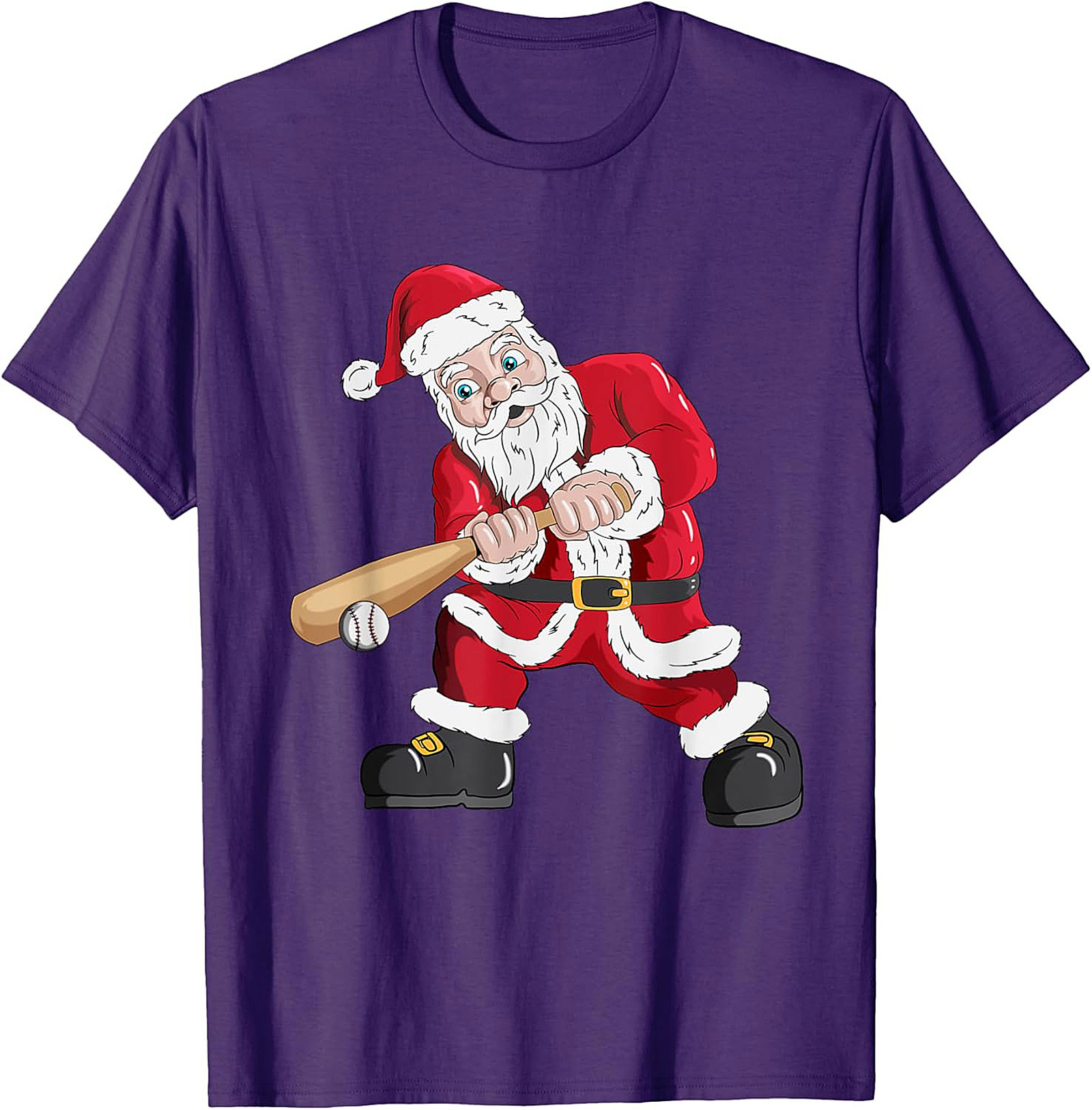 Funny Christmas Baseball T-shirt  Santa Swings Tee
