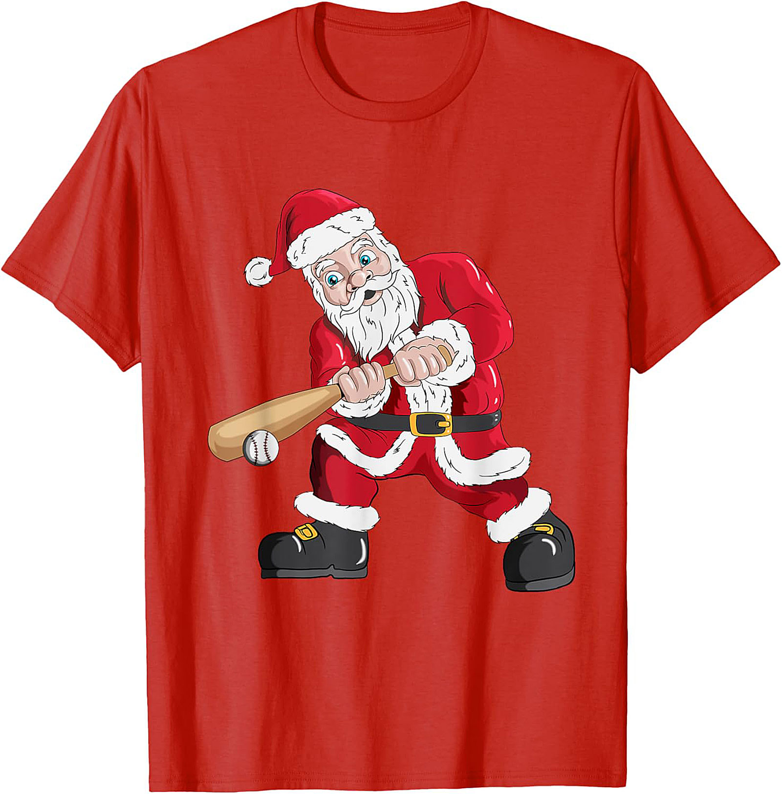 Funny Christmas Baseball T-shirt  Santa Swings Tee
