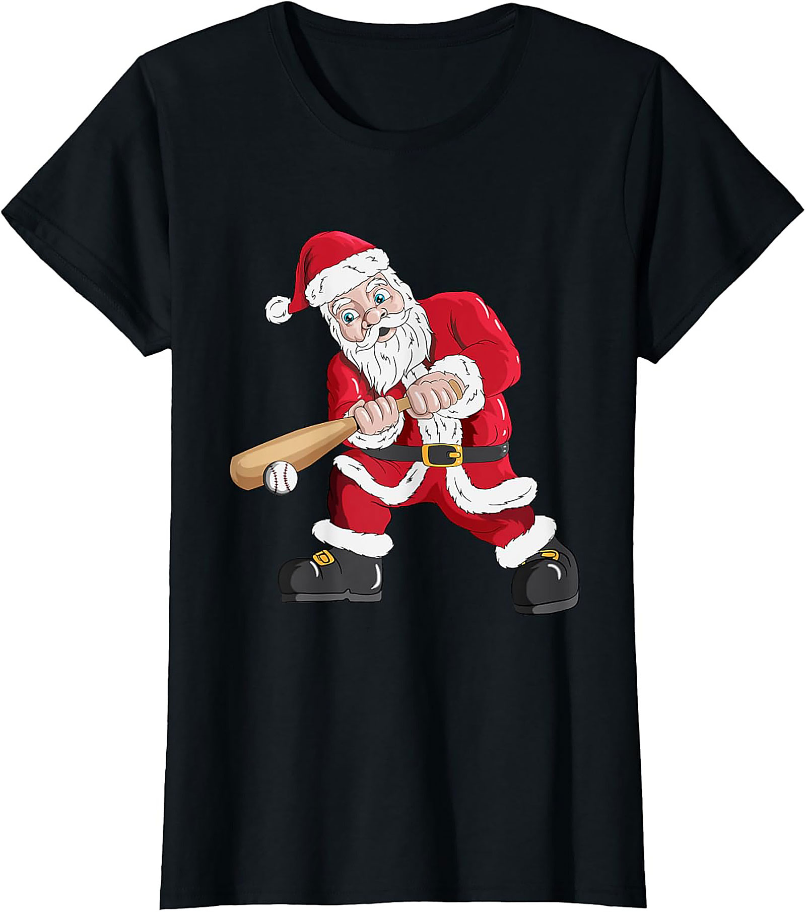 Funny Christmas Baseball T-shirt  Santa Swings Tee